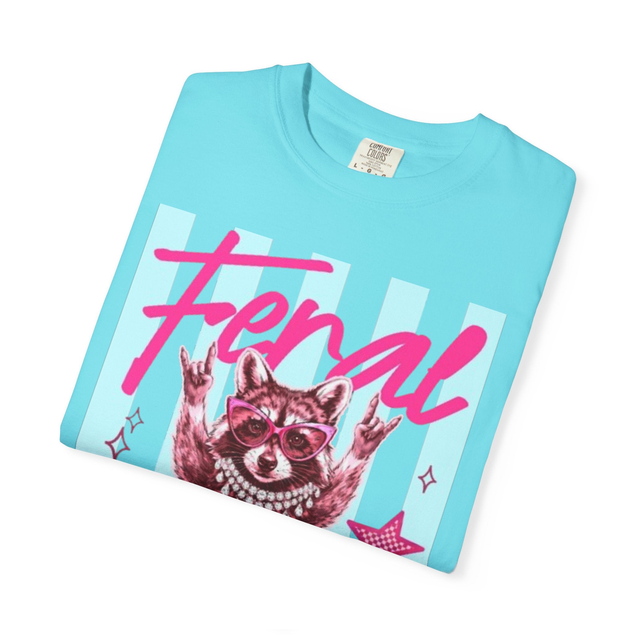 Feral Raccoon Graphic T-Shirt — Retro Pastel Pop DesigN
