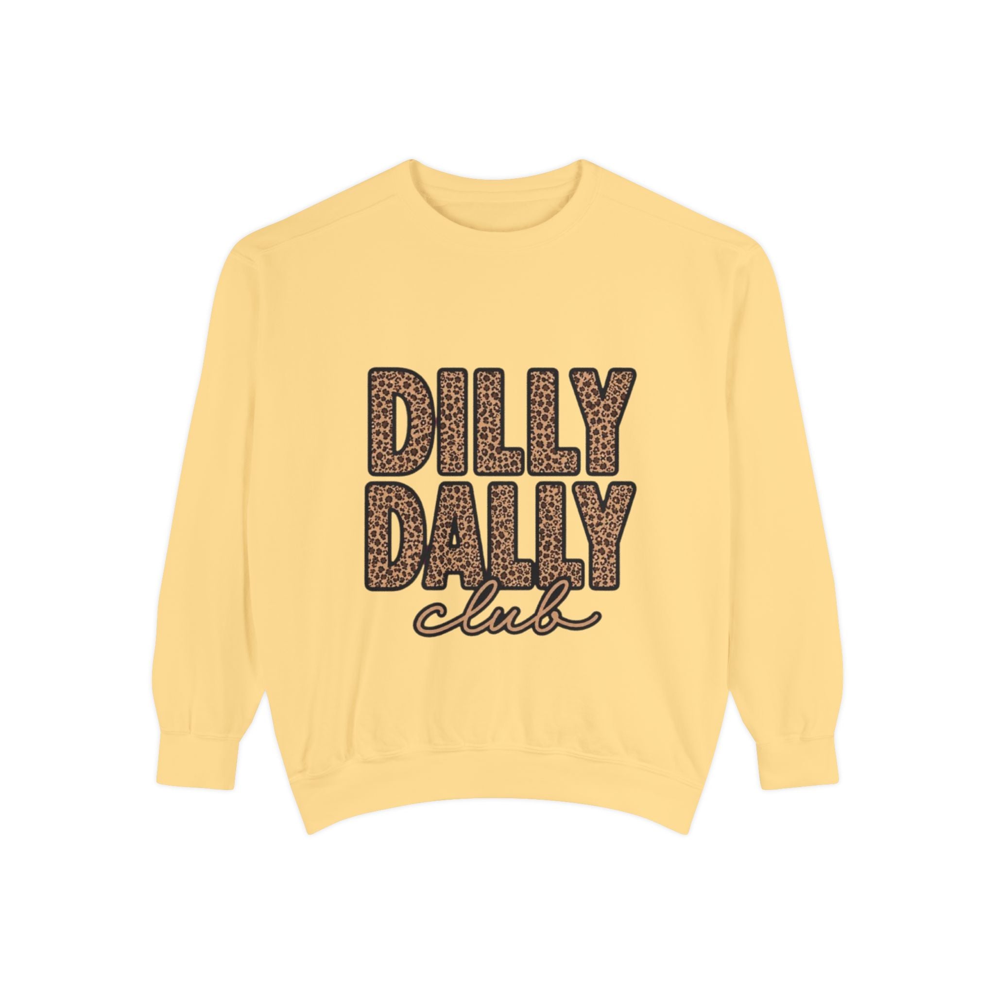 Dilly Daily Club Sweatshirt — Leopard Print Graphic Crewneck