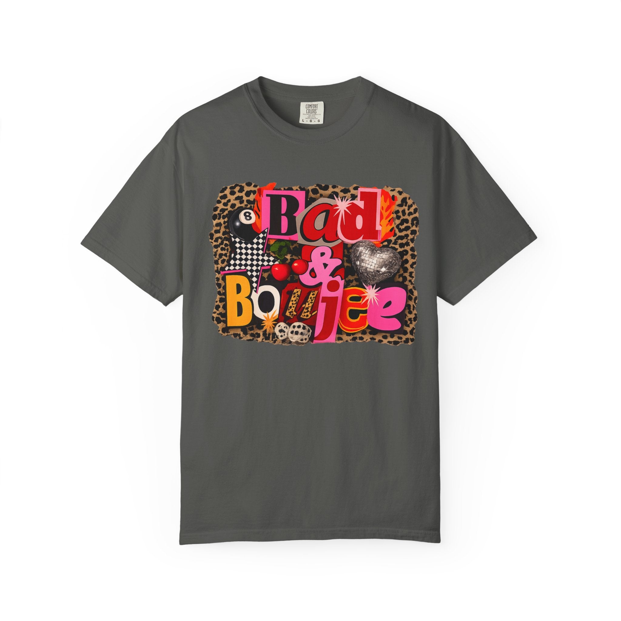 Bad & Boujee Graphic T-Shirt — Retro Leopard Patchwork Streetwear