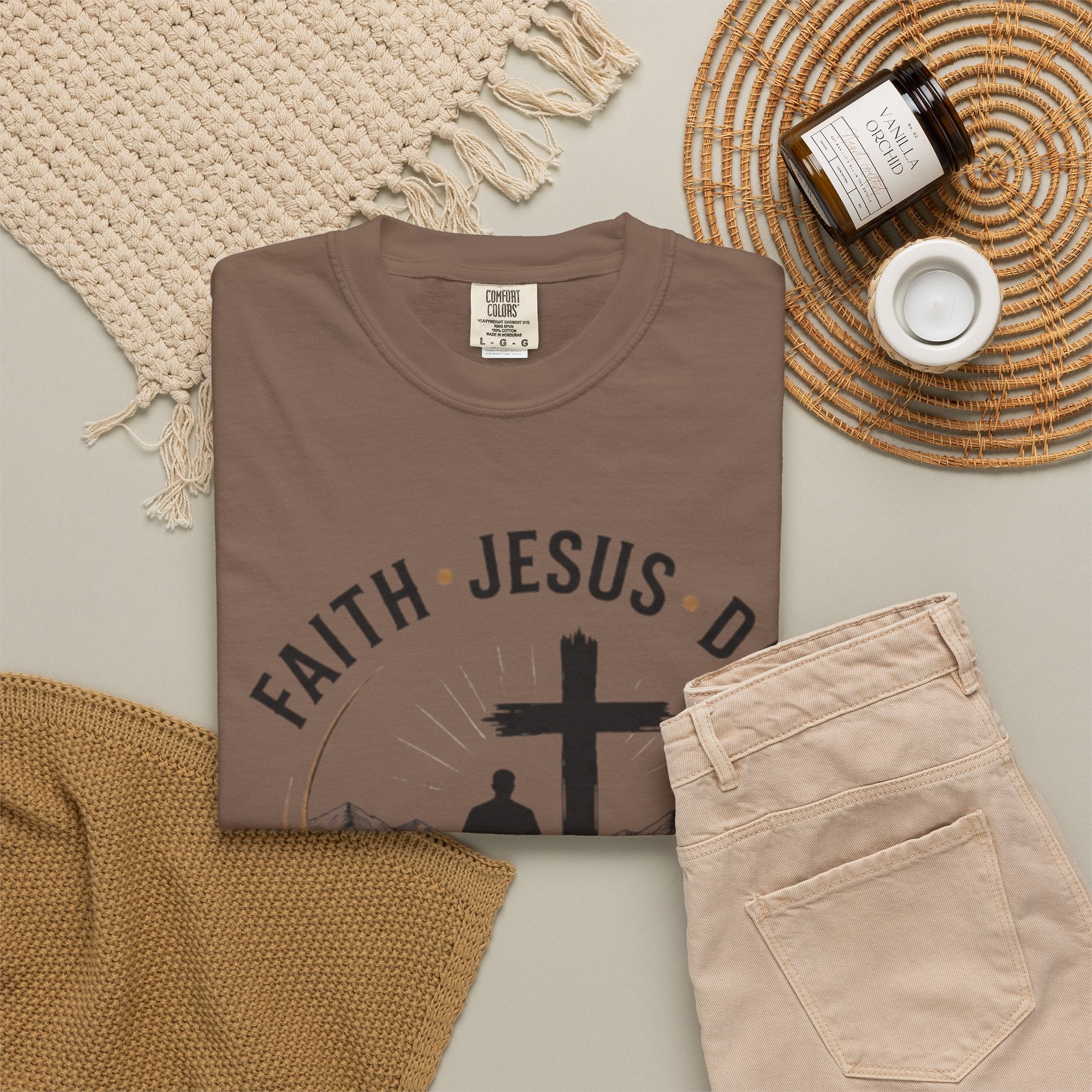 Faith Jesus Dad T-Shirt — "Leading My Family By His Grace" Christian Father Tee