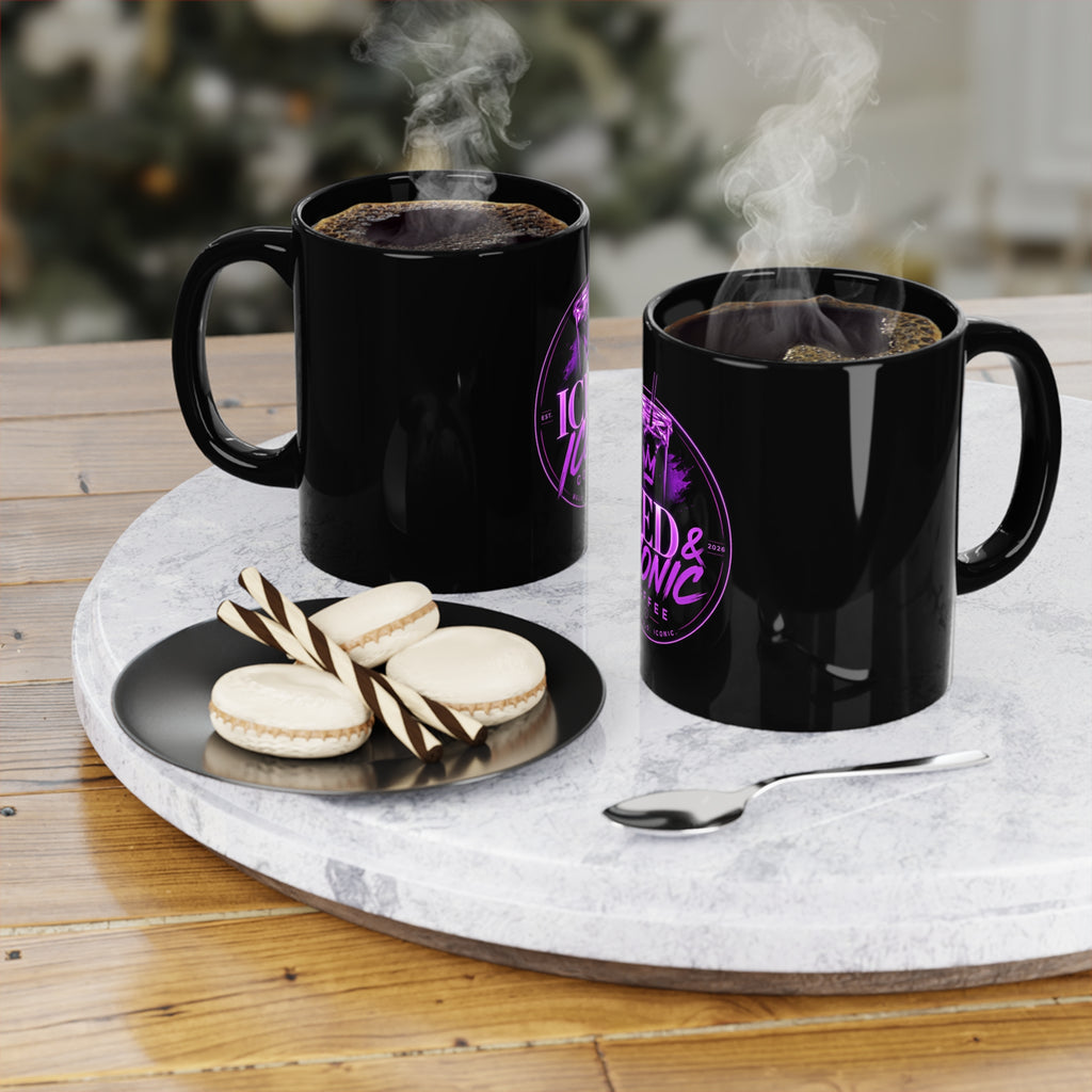 Iced & Iconic Coffee Mug – 11oz Black Ceramic