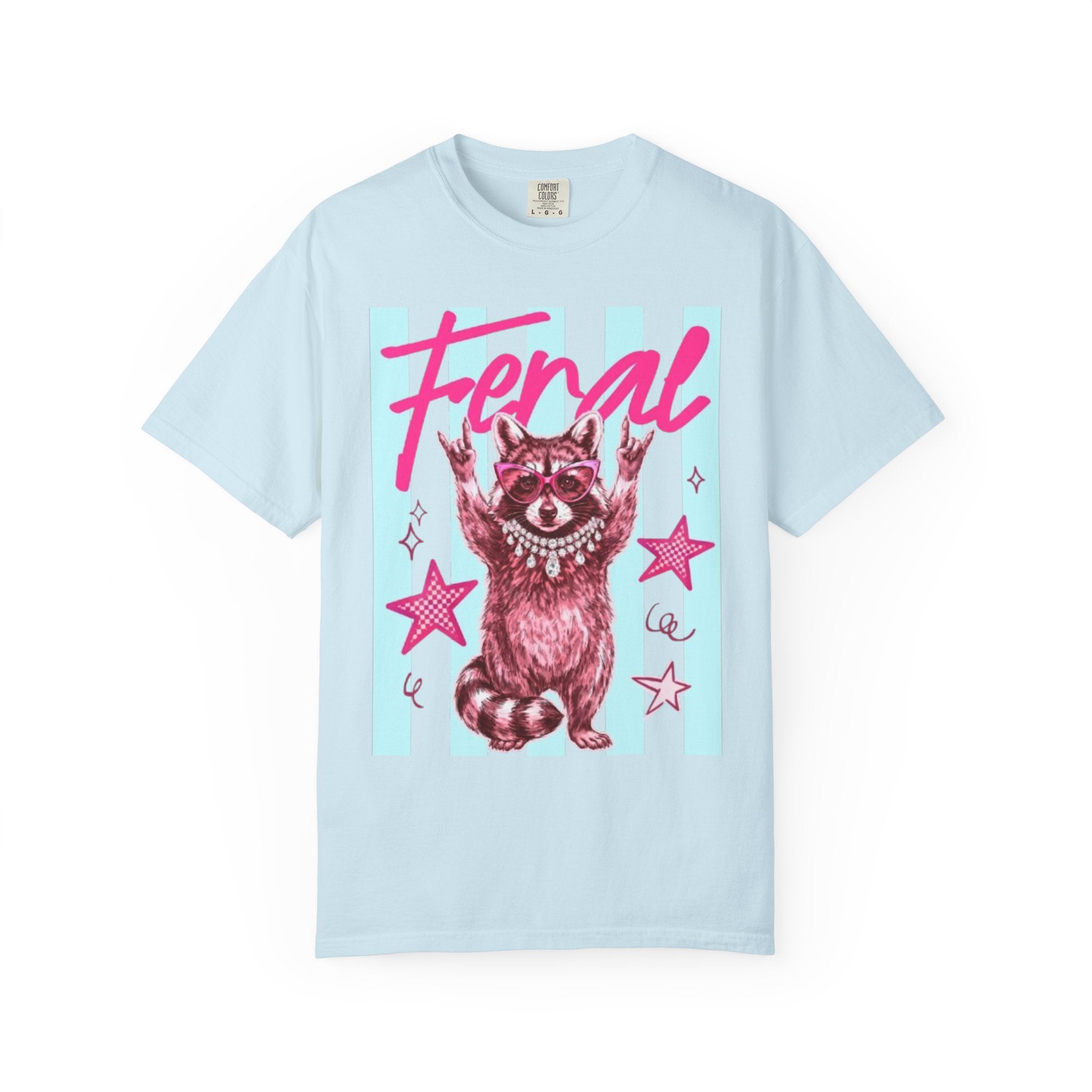 Feral Raccoon Graphic T-Shirt — Retro Pastel Pop DesigN