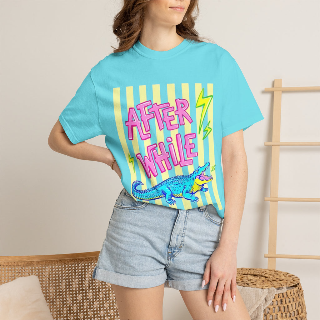After While Crocodile Graphic T-Shirt — Retro Neon Alligator Tee