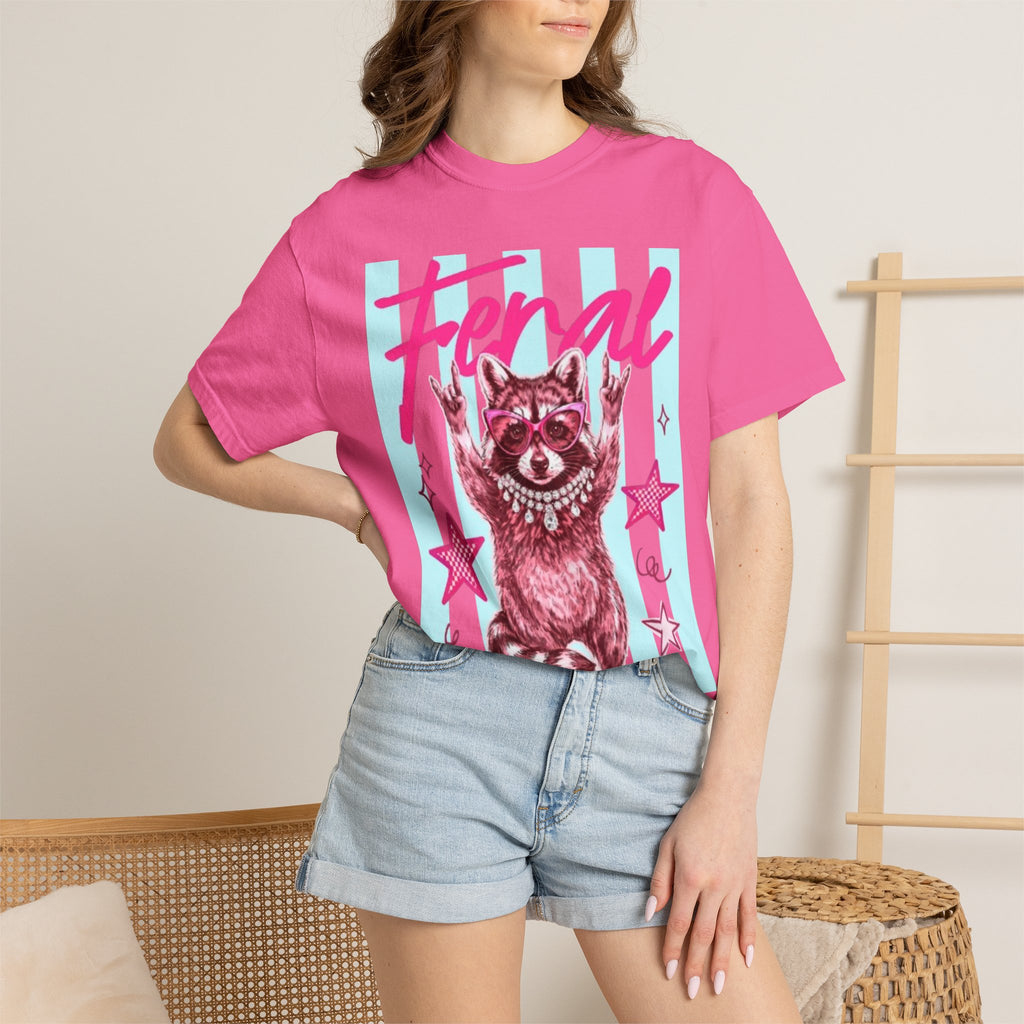 Feral Raccoon Graphic T-Shirt — Retro Pastel Pop DesigN