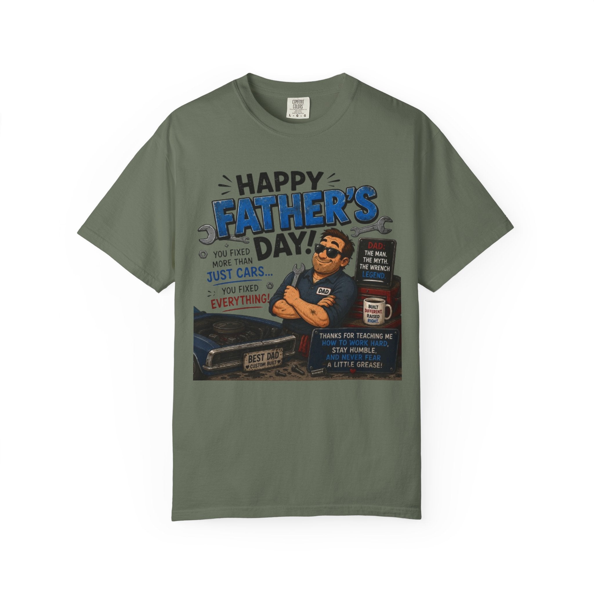 Father's Day Mechanic T-Shirt — "Happy Father's Day! You Fixed More Than Cars" Gift Tee