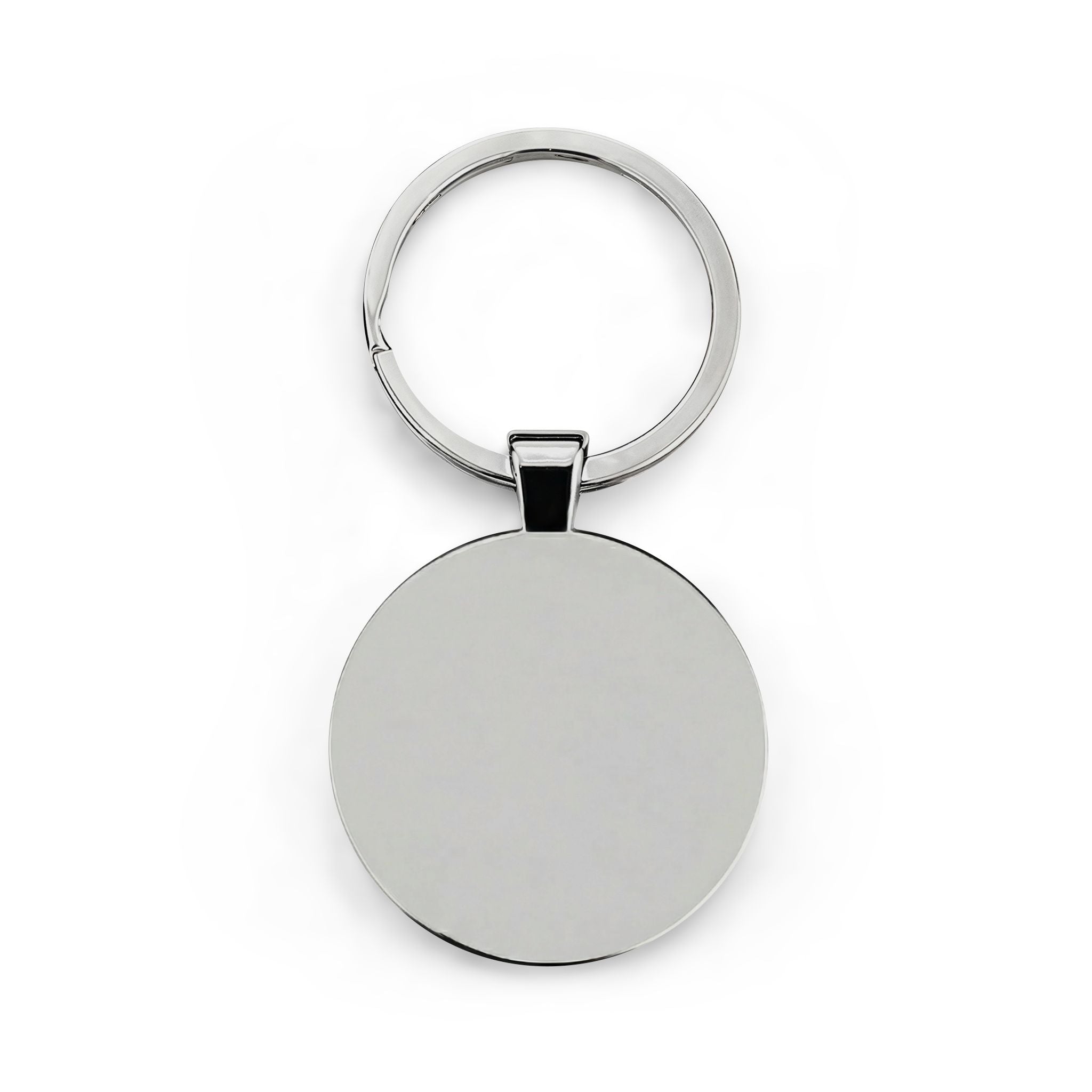 Iced & Iconic Coffee Round Stainless Steel Keychain — Purple Logo
