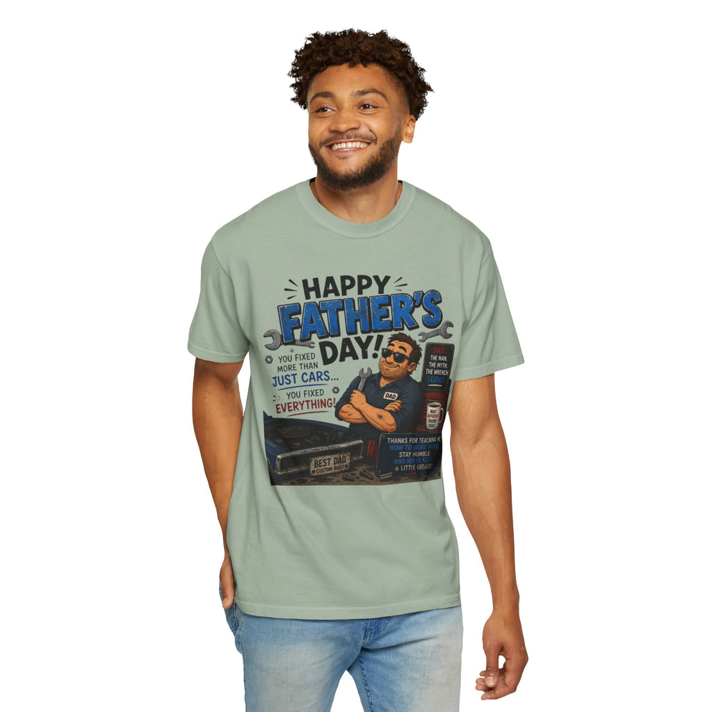 Father's Day Mechanic T-Shirt — "Happy Father's Day! You Fixed More Than Cars" Gift Tee