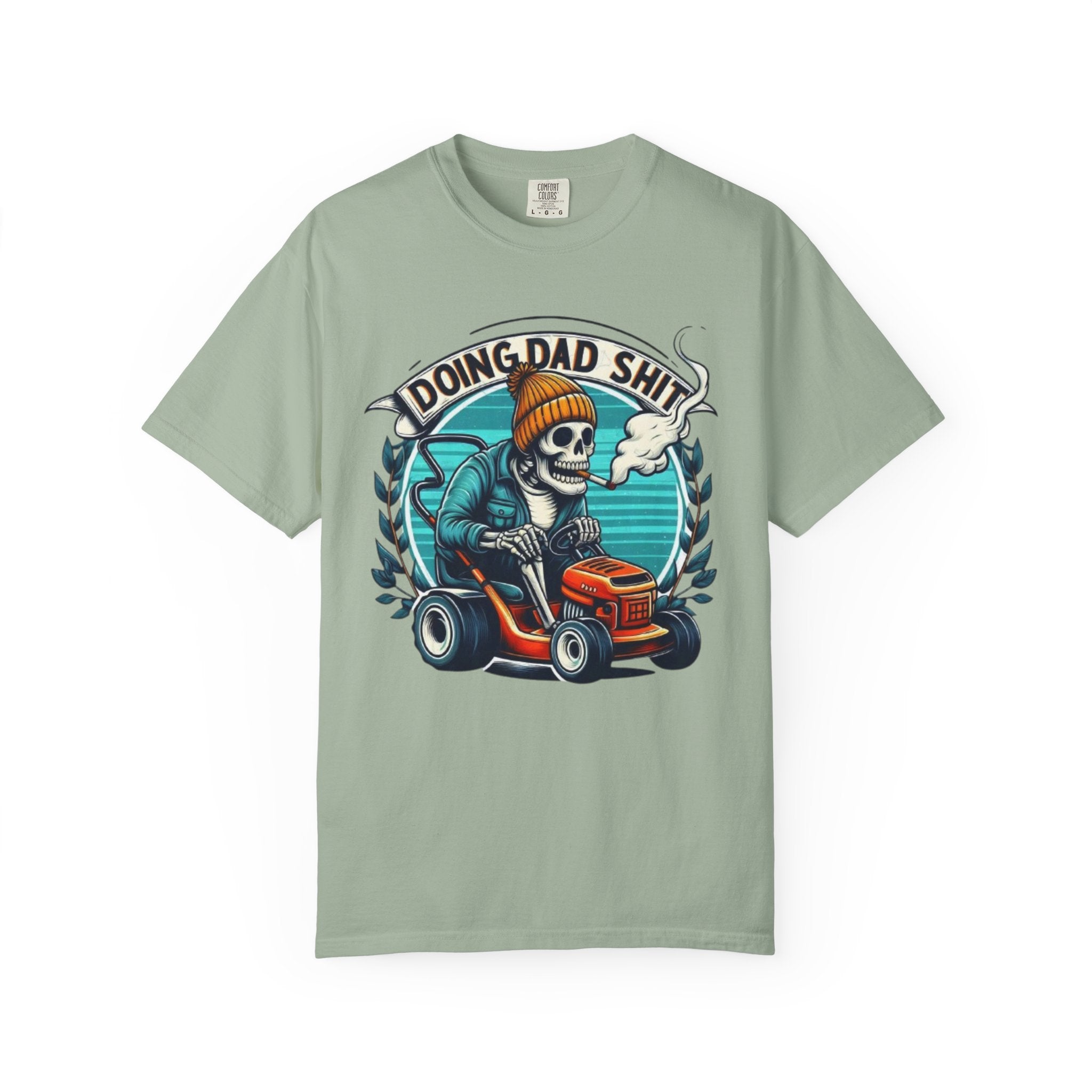 Doing Dad Shit T-Shirt — Funny Lawn Mower Skeleton Dad Tee