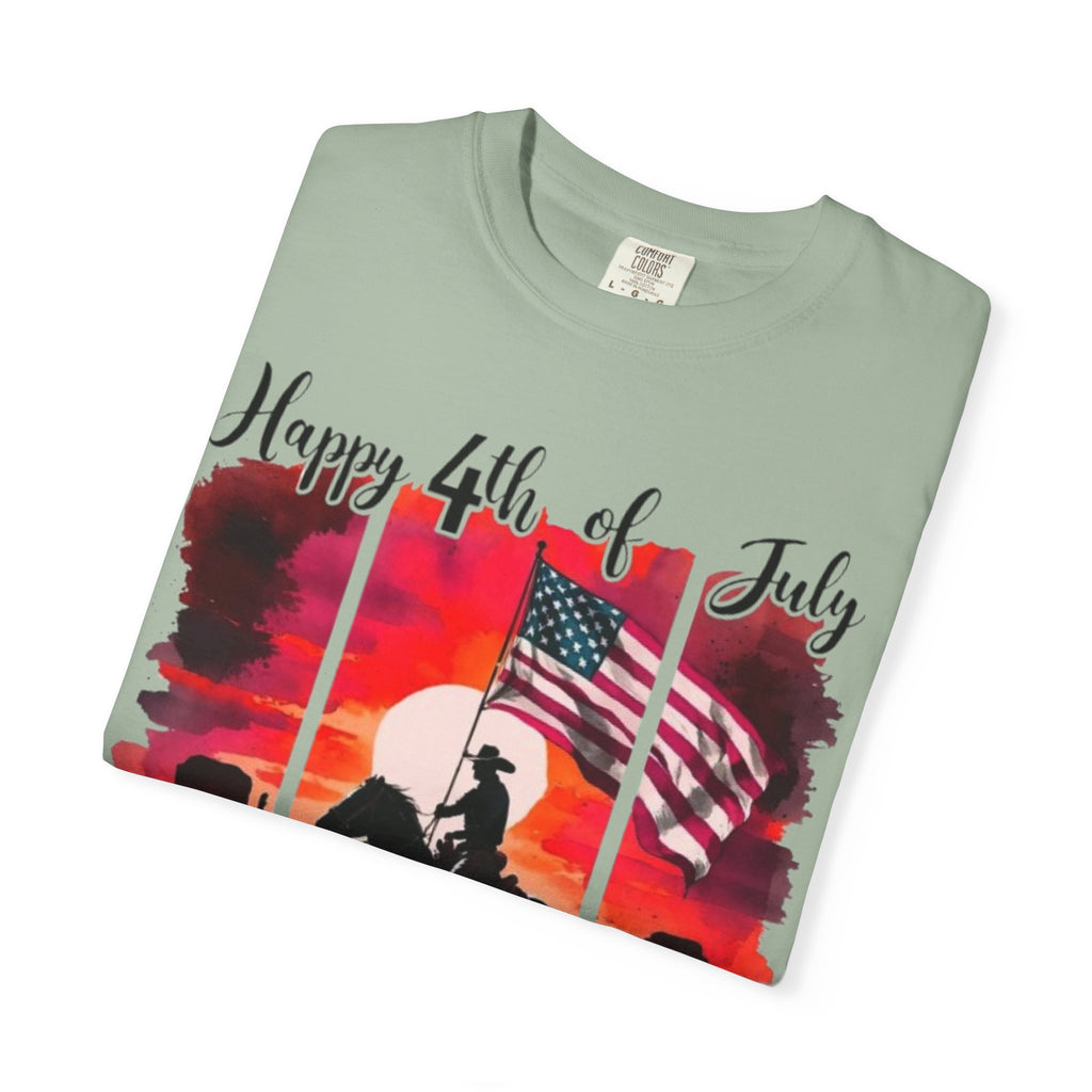 4th of July Cowboy T-Shirt - American Flag Rodeo Sunset Tee
