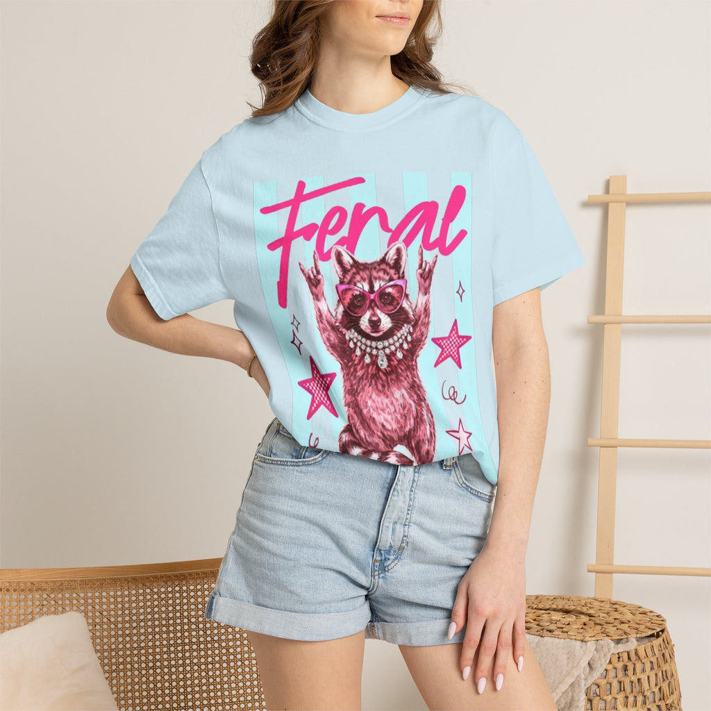 Feral Raccoon Graphic T-Shirt — Retro Pastel Pop DesigN