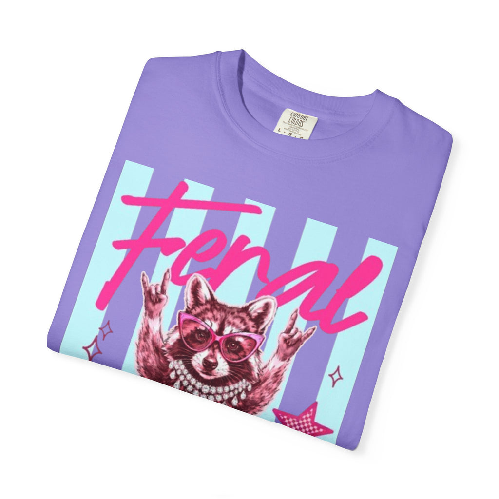 Feral Raccoon Graphic T-Shirt — Retro Pastel Pop DesigN