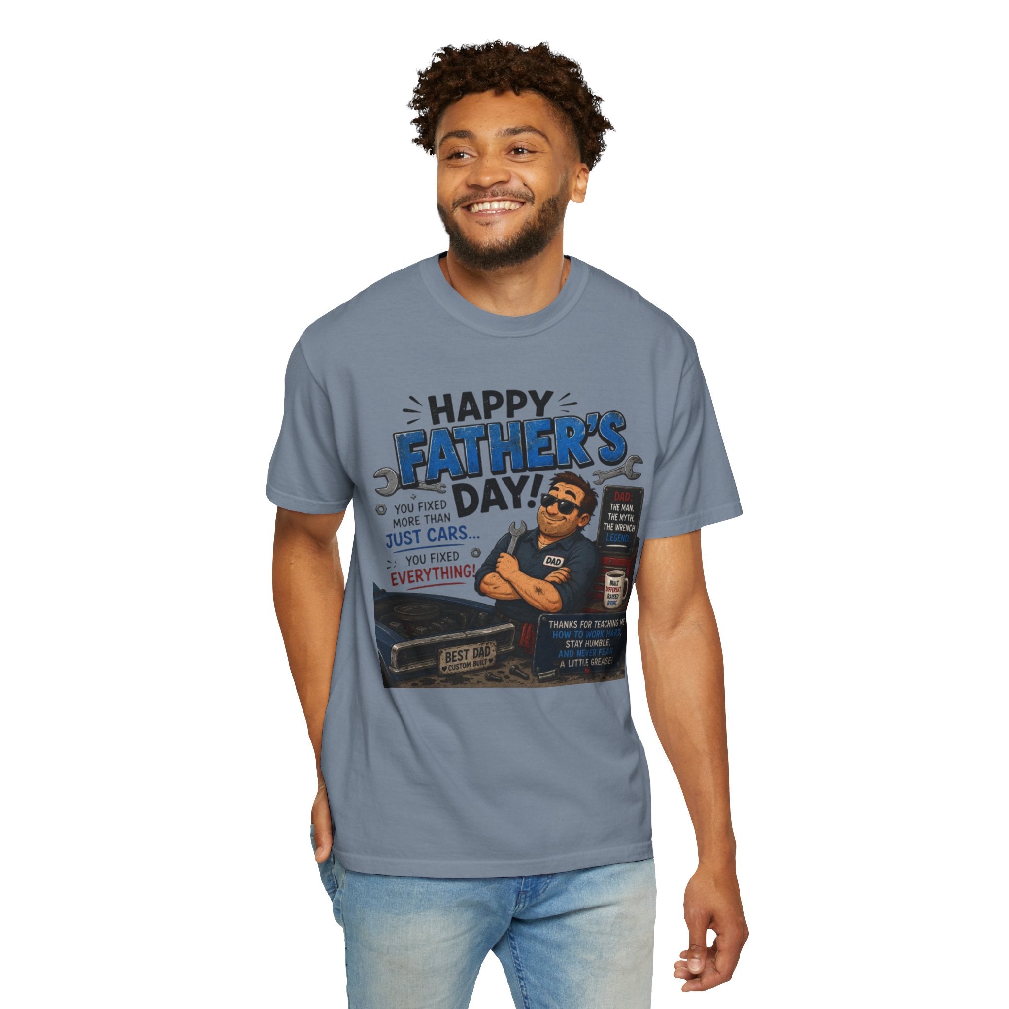 Father's Day Mechanic T-Shirt — "Happy Father's Day! You Fixed More Than Cars" Gift Tee