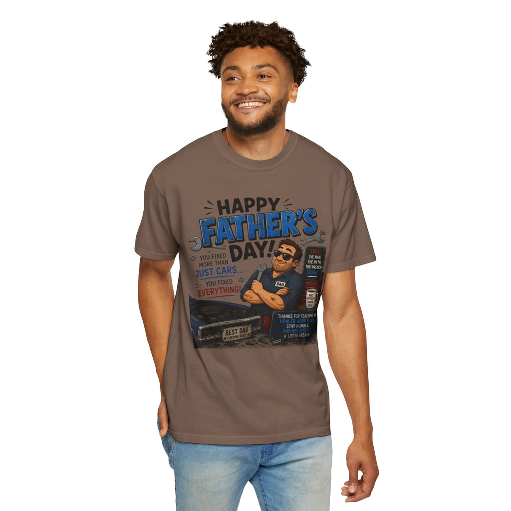 Father's Day Mechanic T-Shirt — "Happy Father's Day! You Fixed More Than Cars" Gift Tee