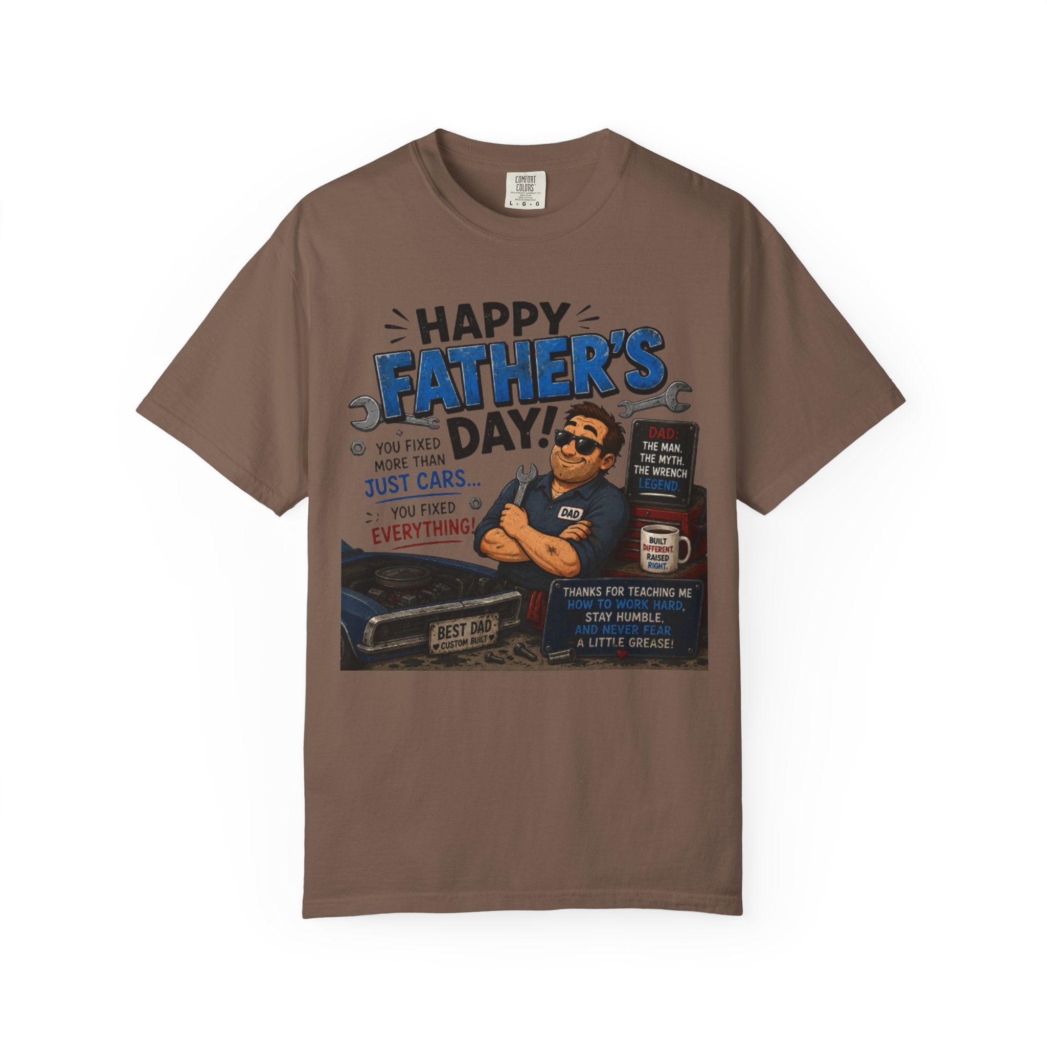 Father's Day Mechanic T-Shirt — "Happy Father's Day! You Fixed More Than Cars" Gift Tee