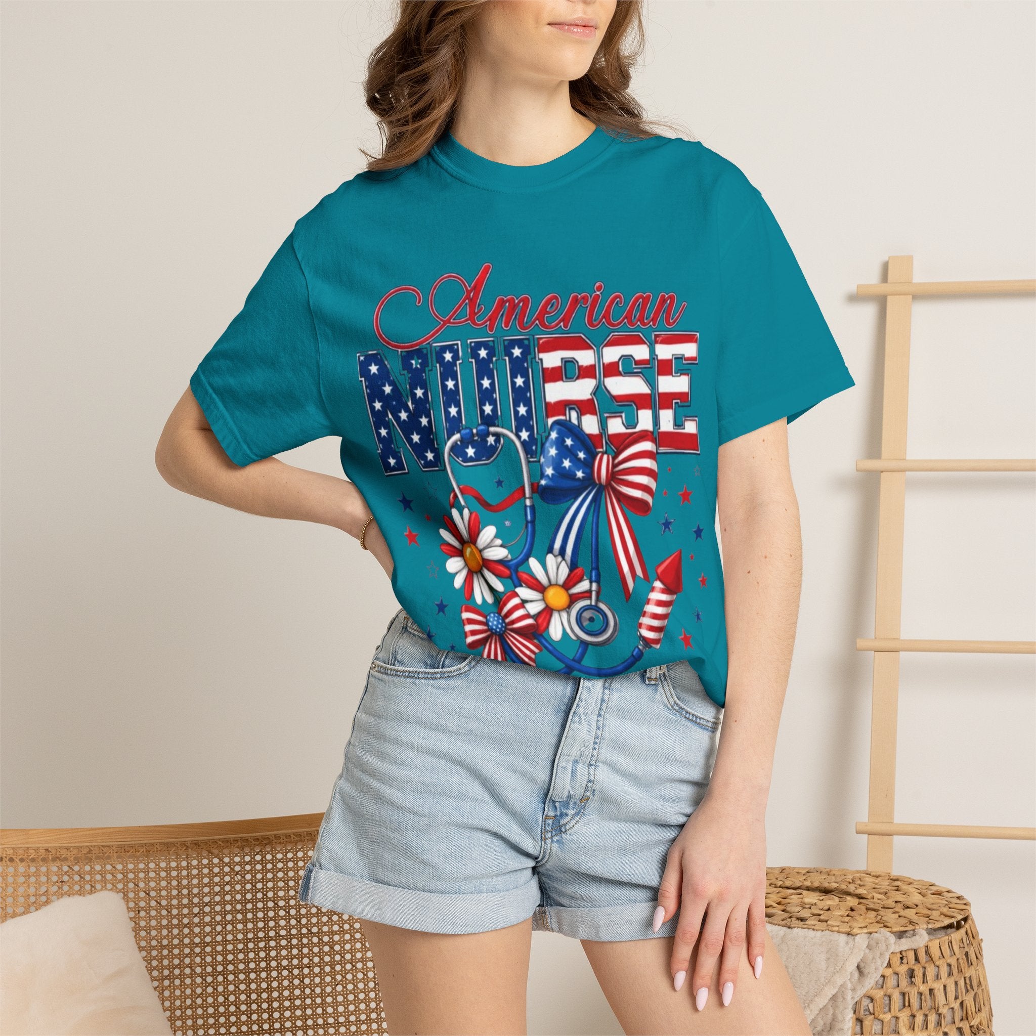 American Nurse Patriotic T-Shirt — 4th of July Stars & Stripes Nursing Tee