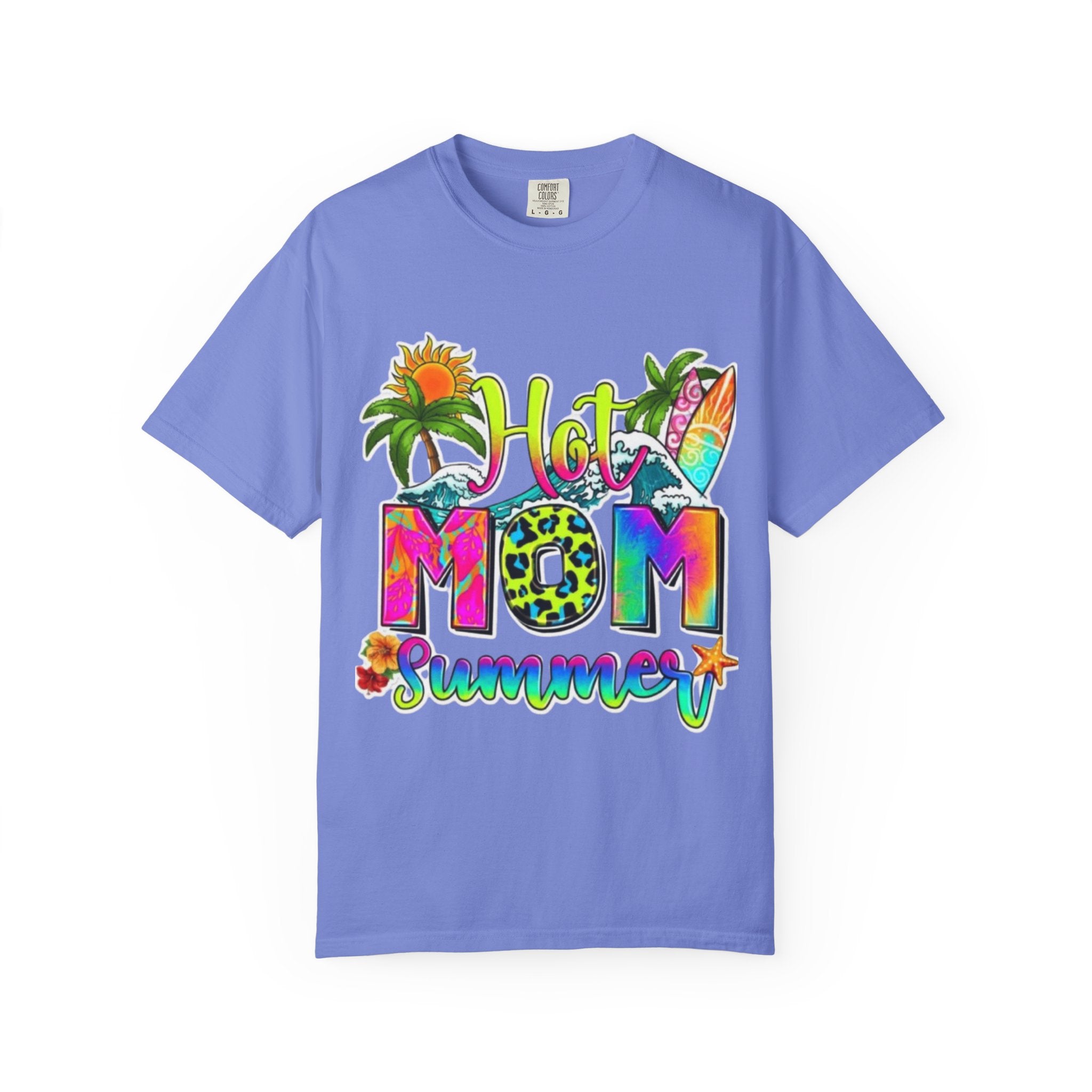 Hot Mom Summer T-Shirt - Colorful Tropical Mom Tee for Beach, Mom Life & Summer Gifts