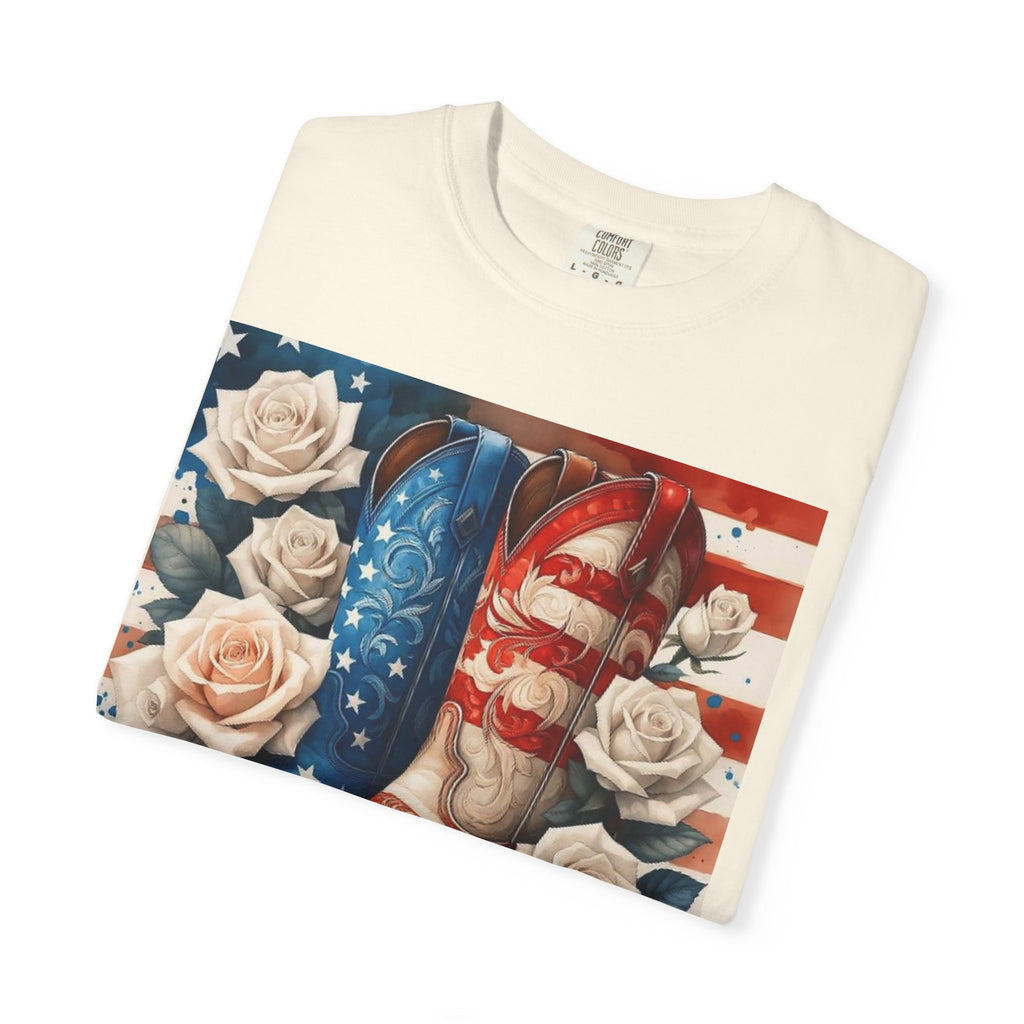 Cowboy Boots American Flag T-Shirt — Patriotic Western Graphic Tee
