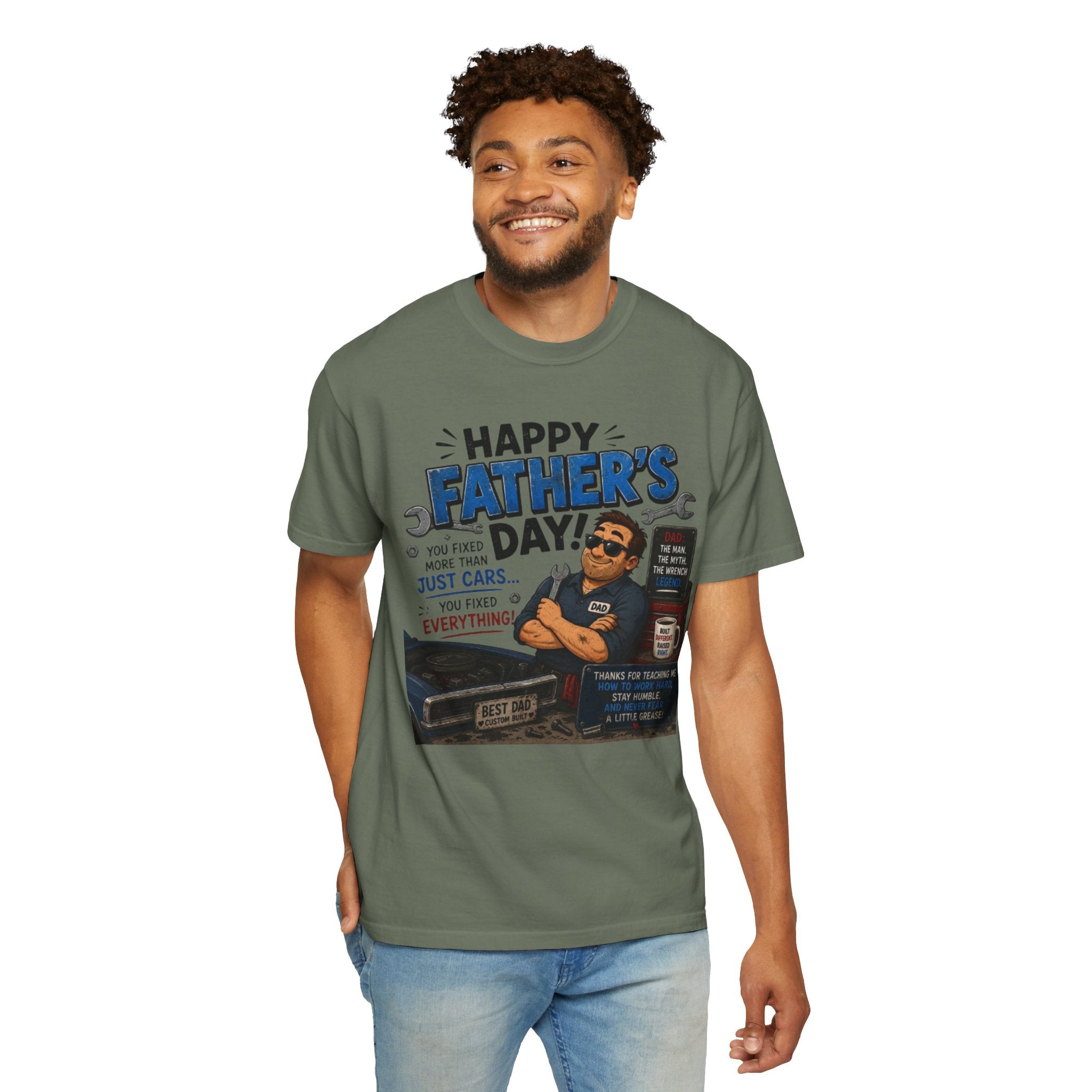 Father's Day Mechanic T-Shirt — "Happy Father's Day! You Fixed More Than Cars" Gift Tee