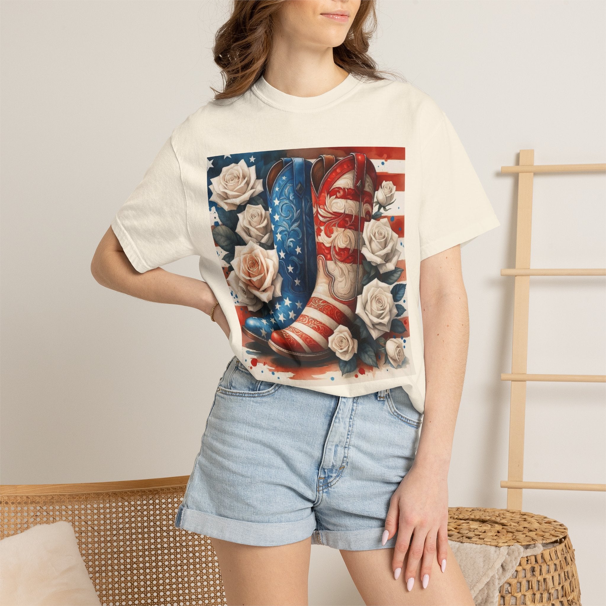 Cowboy Boots American Flag T-Shirt — Patriotic Western Graphic Tee