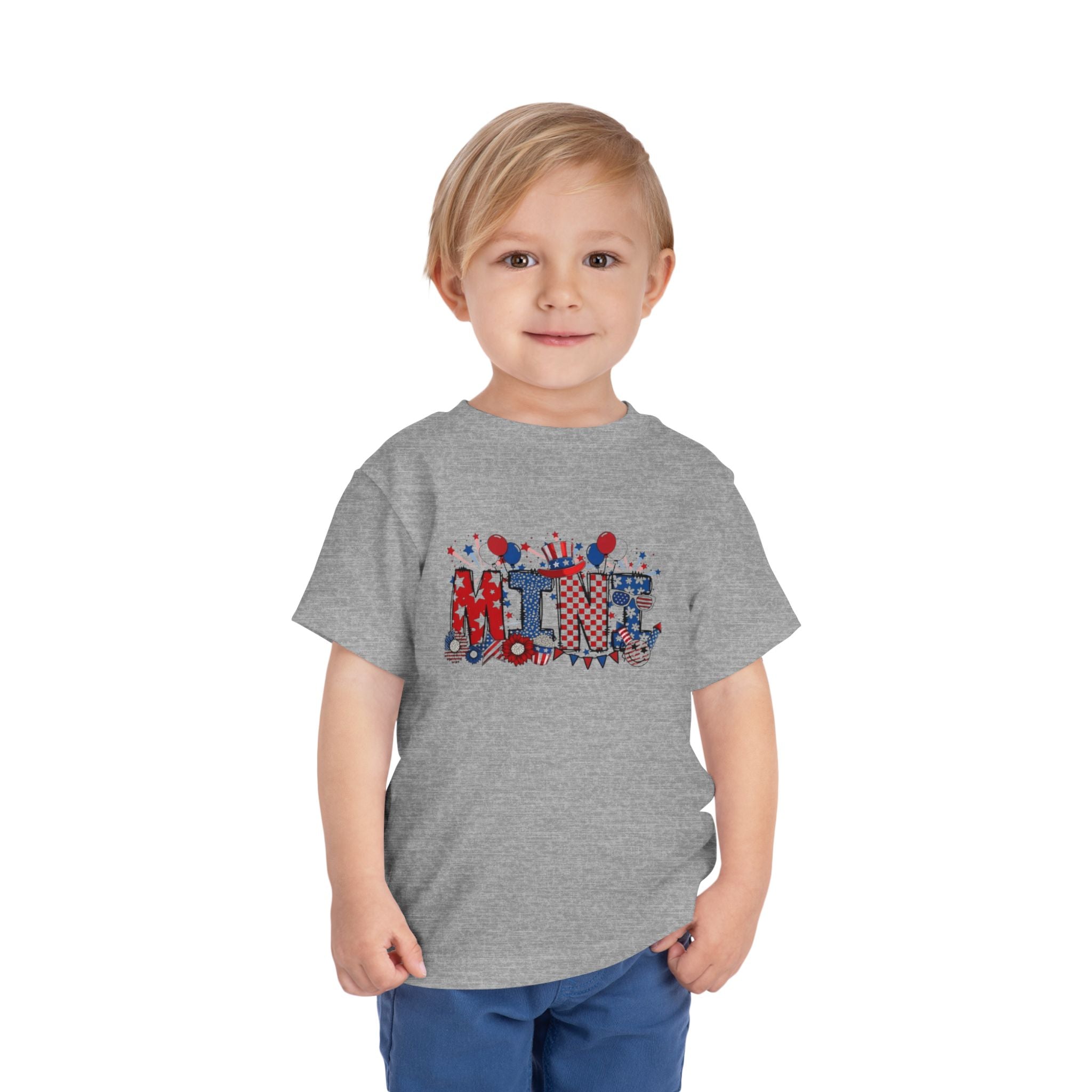 Toddler Tee - 'Mini' Patriotic 4th of July Kids Shirt (Red, White & Blue Stars & Stripes)
