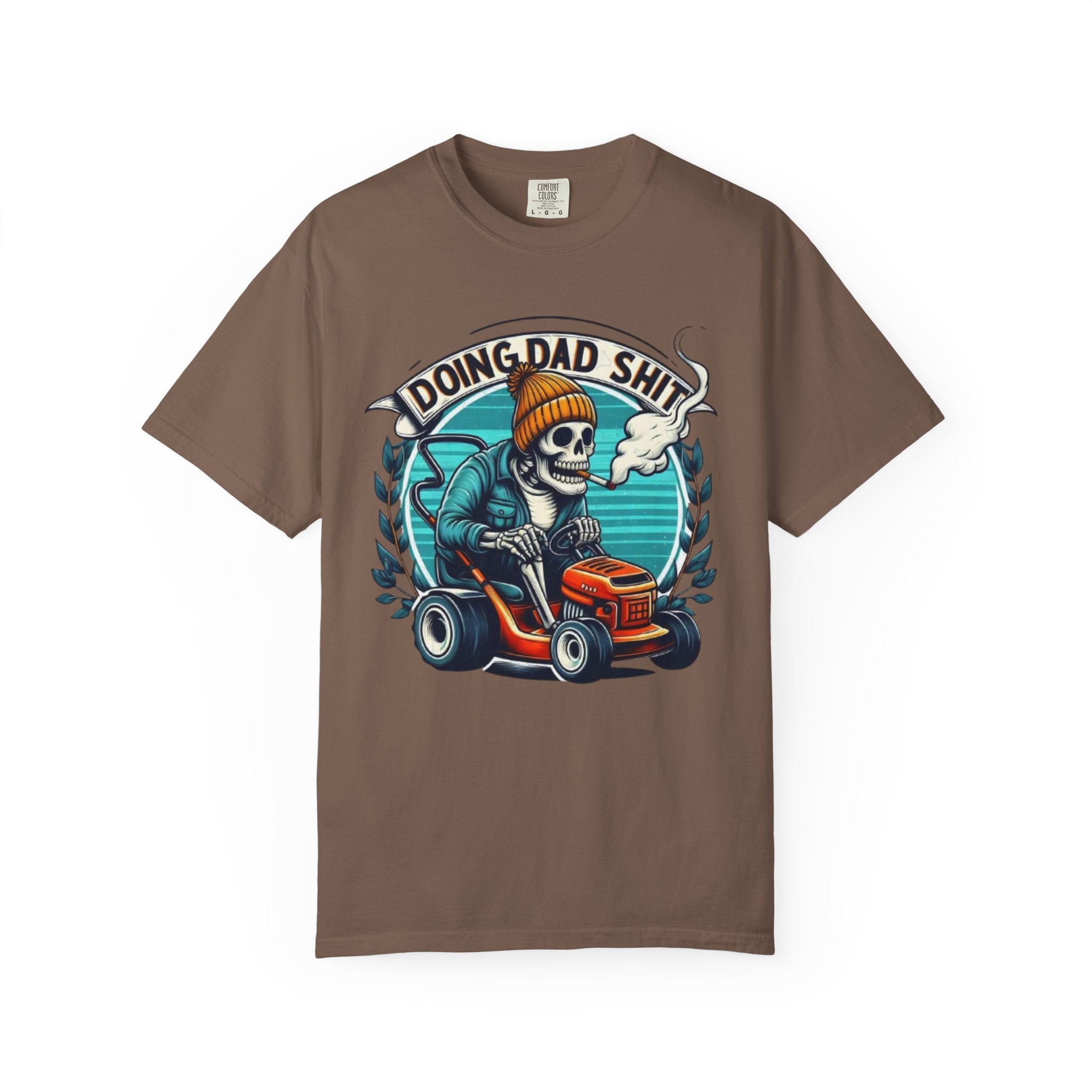 Doing Dad Shit T-Shirt — Funny Lawn Mower Skeleton Dad Tee