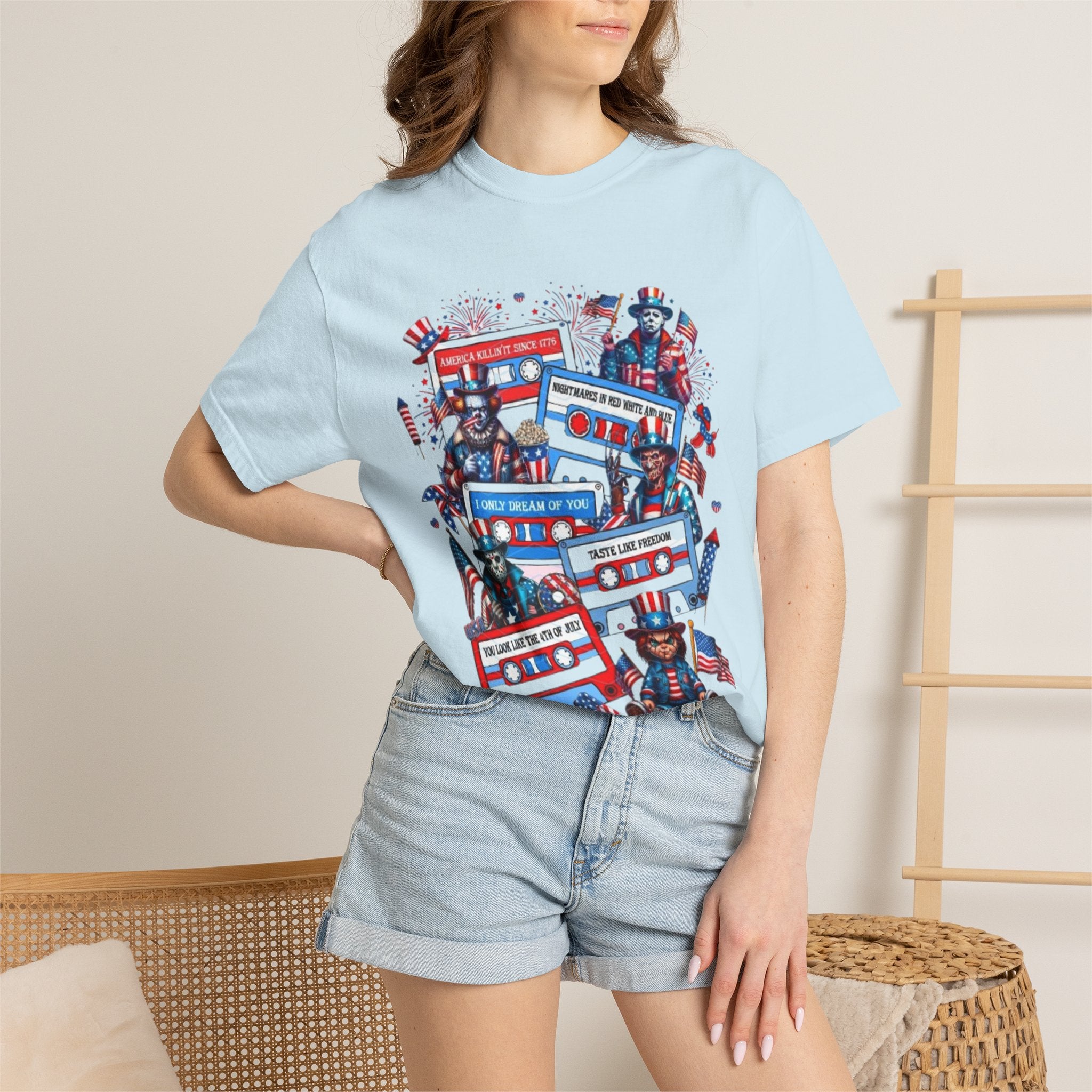 Patriotic Uncle Sam Cassette Retro T-Shirt — USA 4th of July Vintage Music Tee