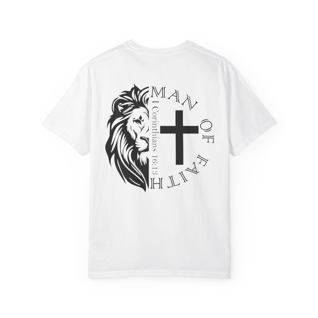 T-Shirt — "Man of Faith" Lion & Cross Christian Graphic Tee