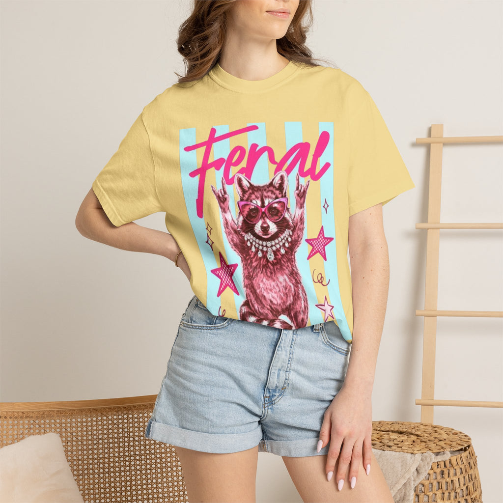 Feral Raccoon Graphic T-Shirt — Retro Pastel Pop DesigN