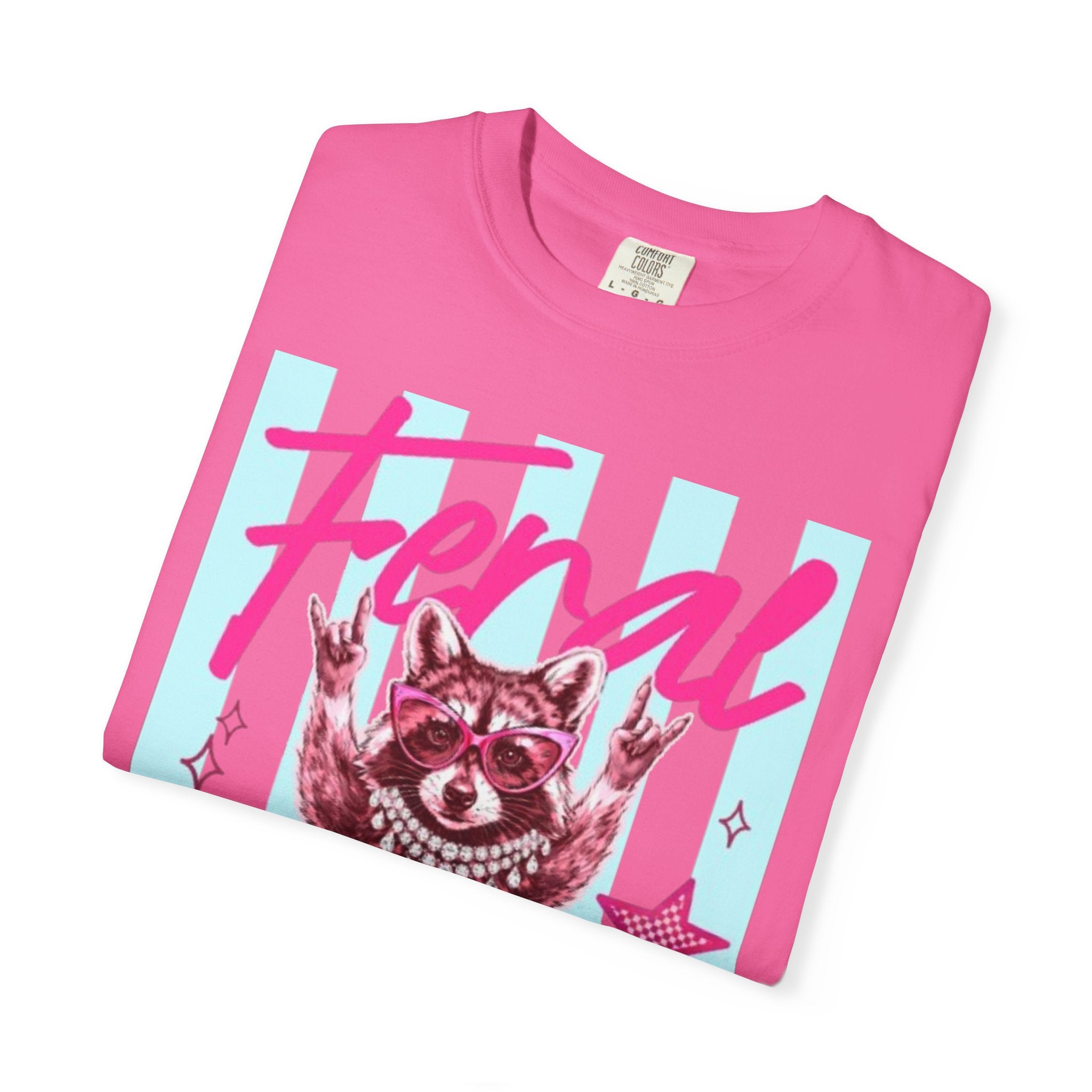 Feral Raccoon Graphic T-Shirt — Retro Pastel Pop DesigN