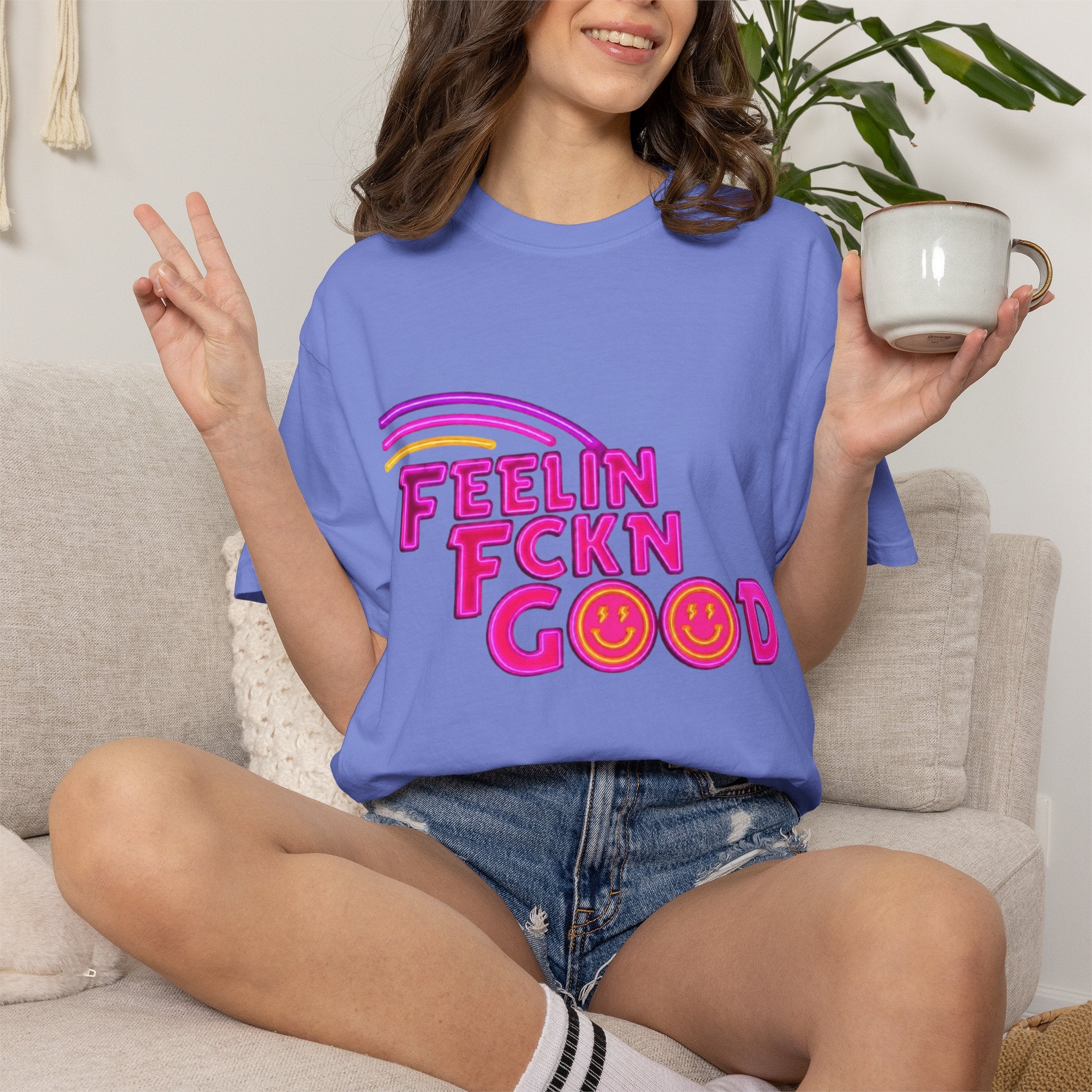 Feelin' Fckn Good T-Shirt – Retro Rainbow Smiley Graphic Tee