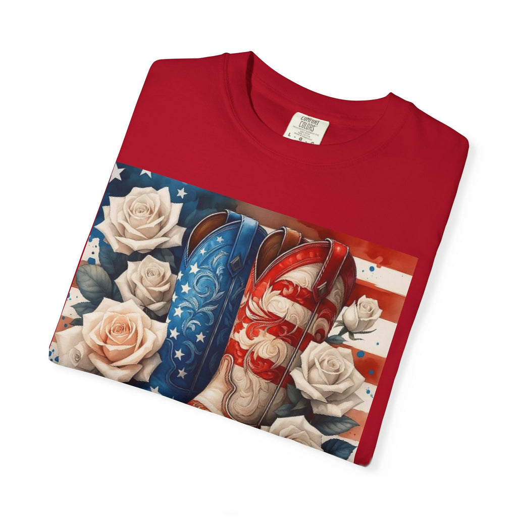 Cowboy Boots American Flag T-Shirt — Patriotic Western Graphic Tee