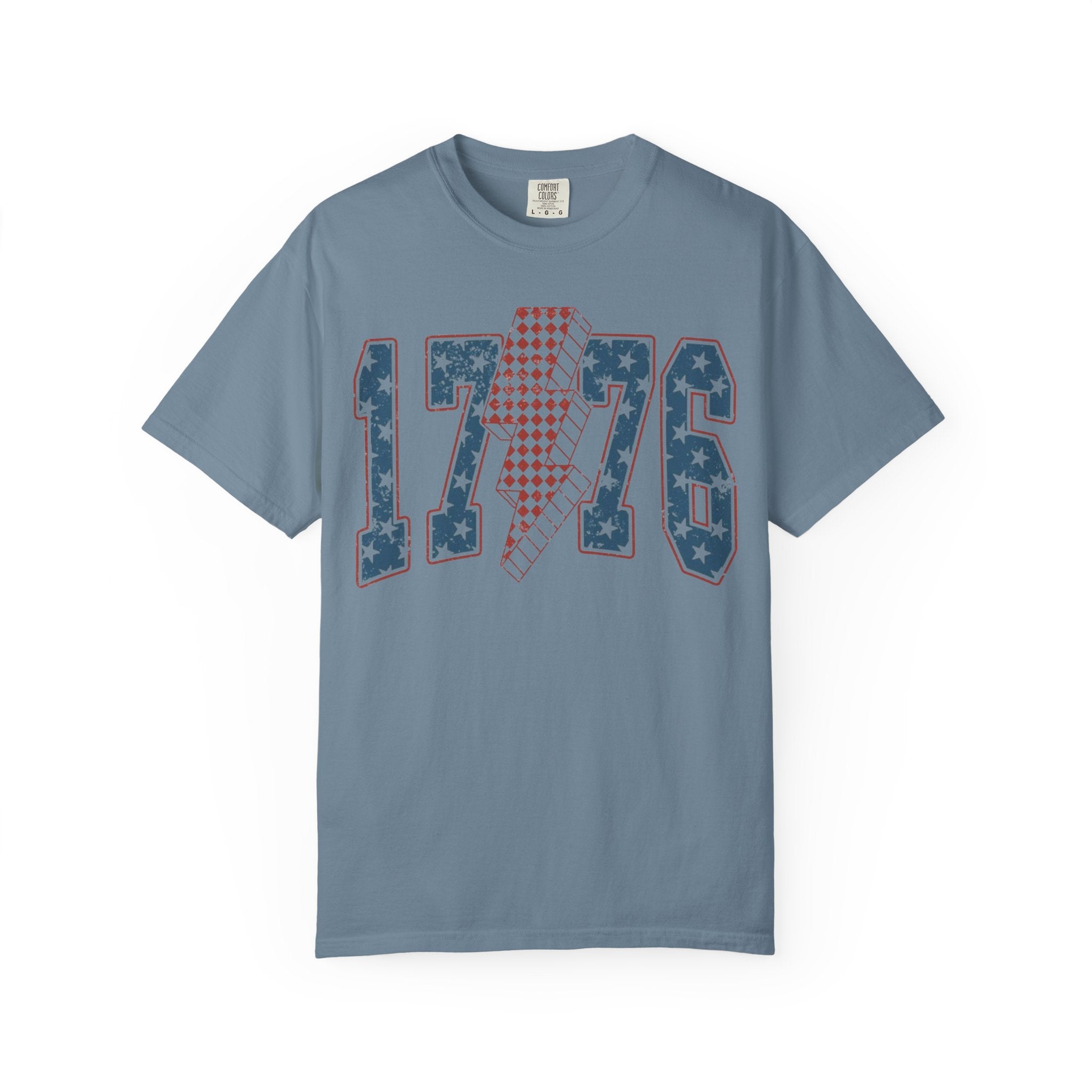 1776 Patriotic T-Shirt — Stars & Stripes Lightning Bolt Graphic