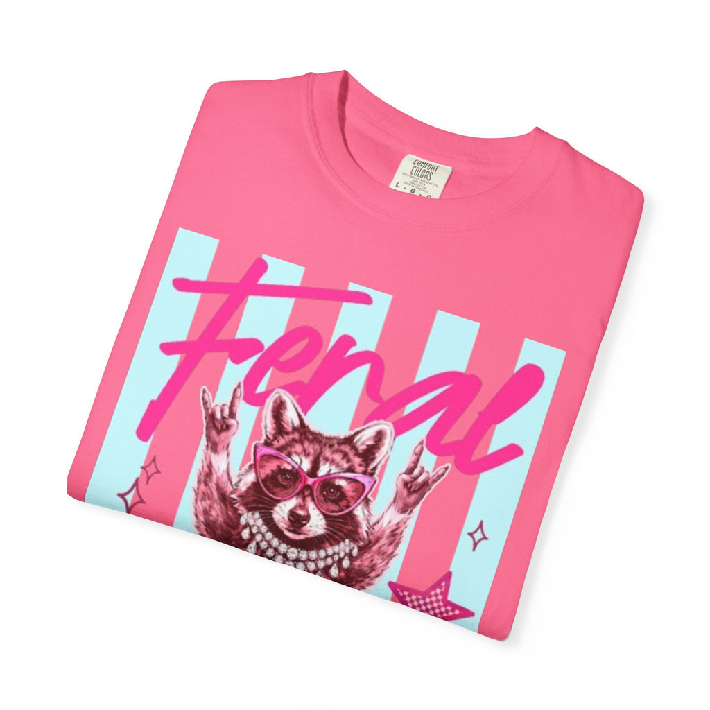 Feral Raccoon Graphic T-Shirt — Retro Pastel Pop DesigN
