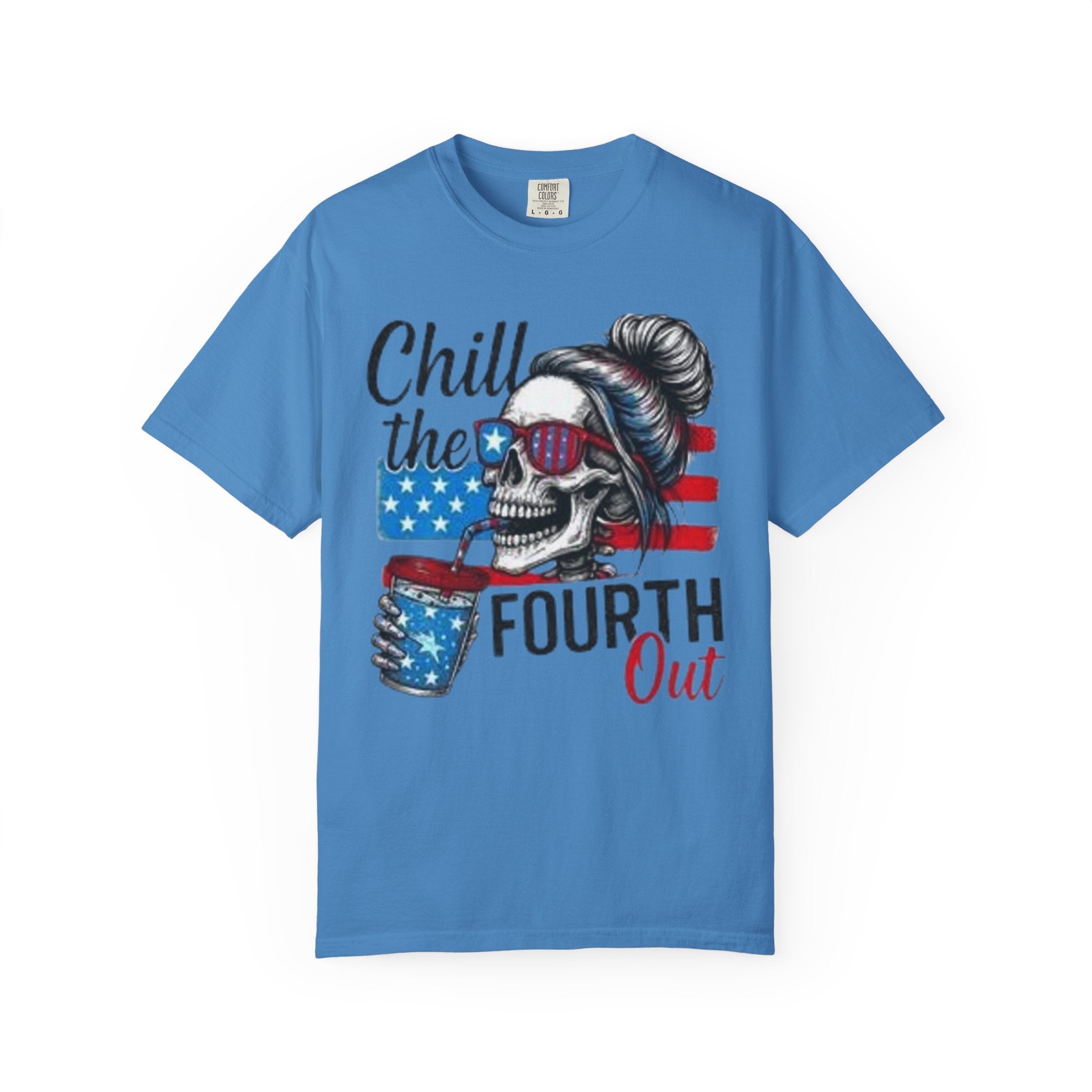 Fourth of July Skull Tee — “Chill the Fourth Out” Patriotic American Flag T-Shirt