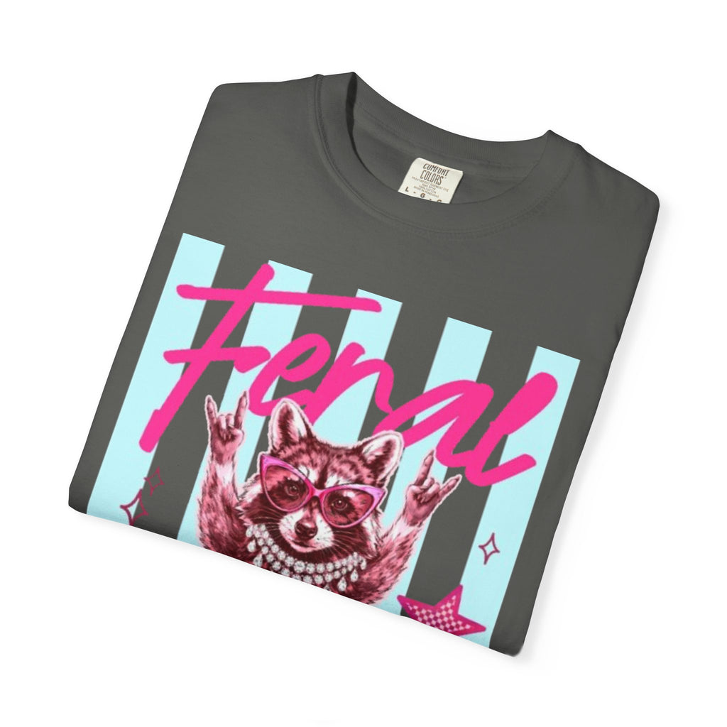 Feral Raccoon Graphic T-Shirt — Retro Pastel Pop DesigN
