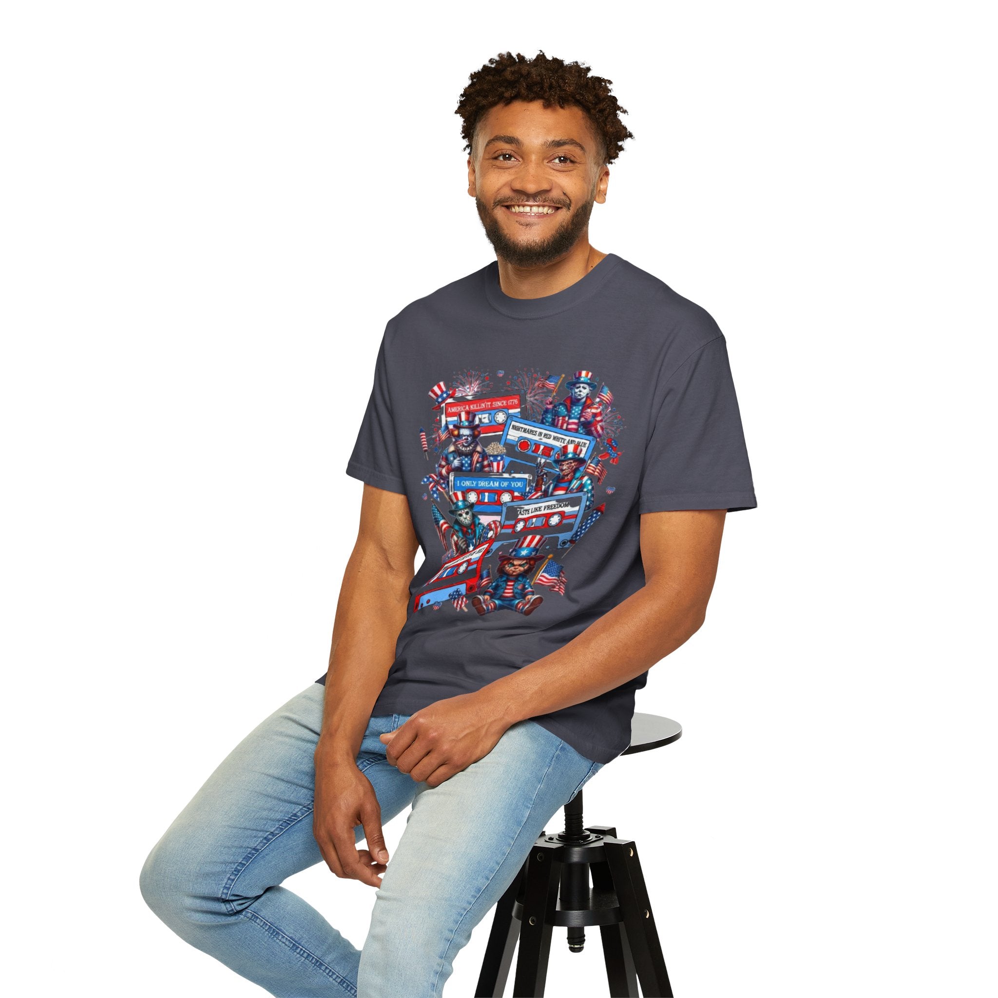 Patriotic Uncle Sam Cassette Retro T-Shirt — USA 4th of July Vintage Music Tee