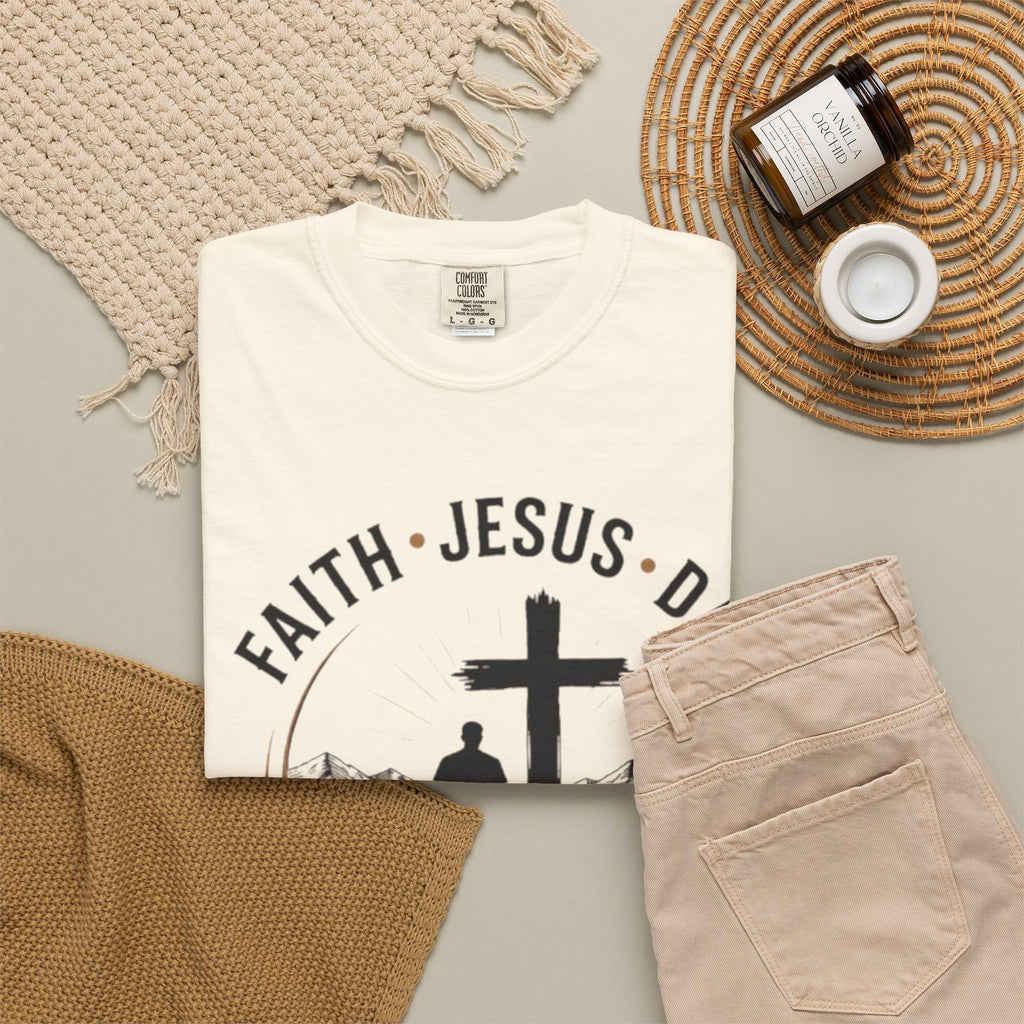 Faith Jesus Dad T-Shirt — "Leading My Family By His Grace" Christian Father Tee
