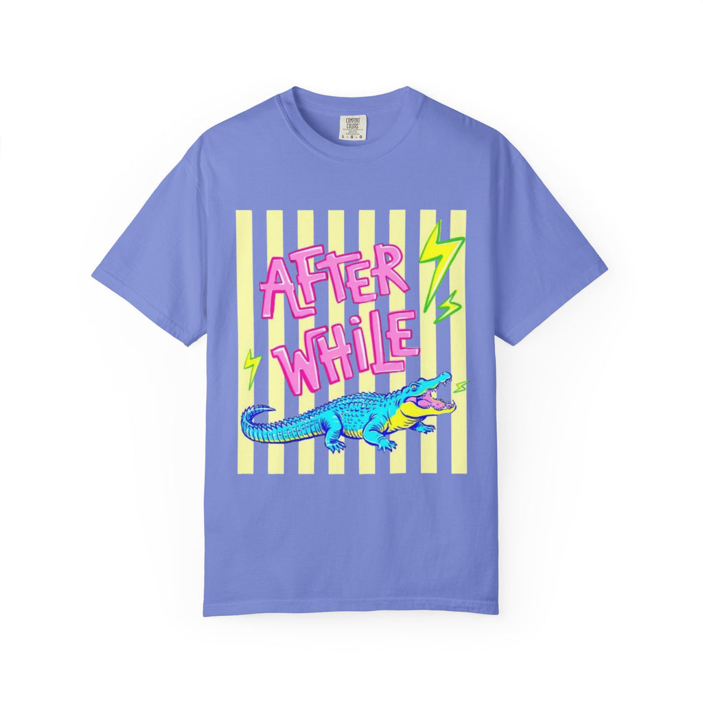 After While Crocodile Graphic T-Shirt — Retro Neon Alligator Tee