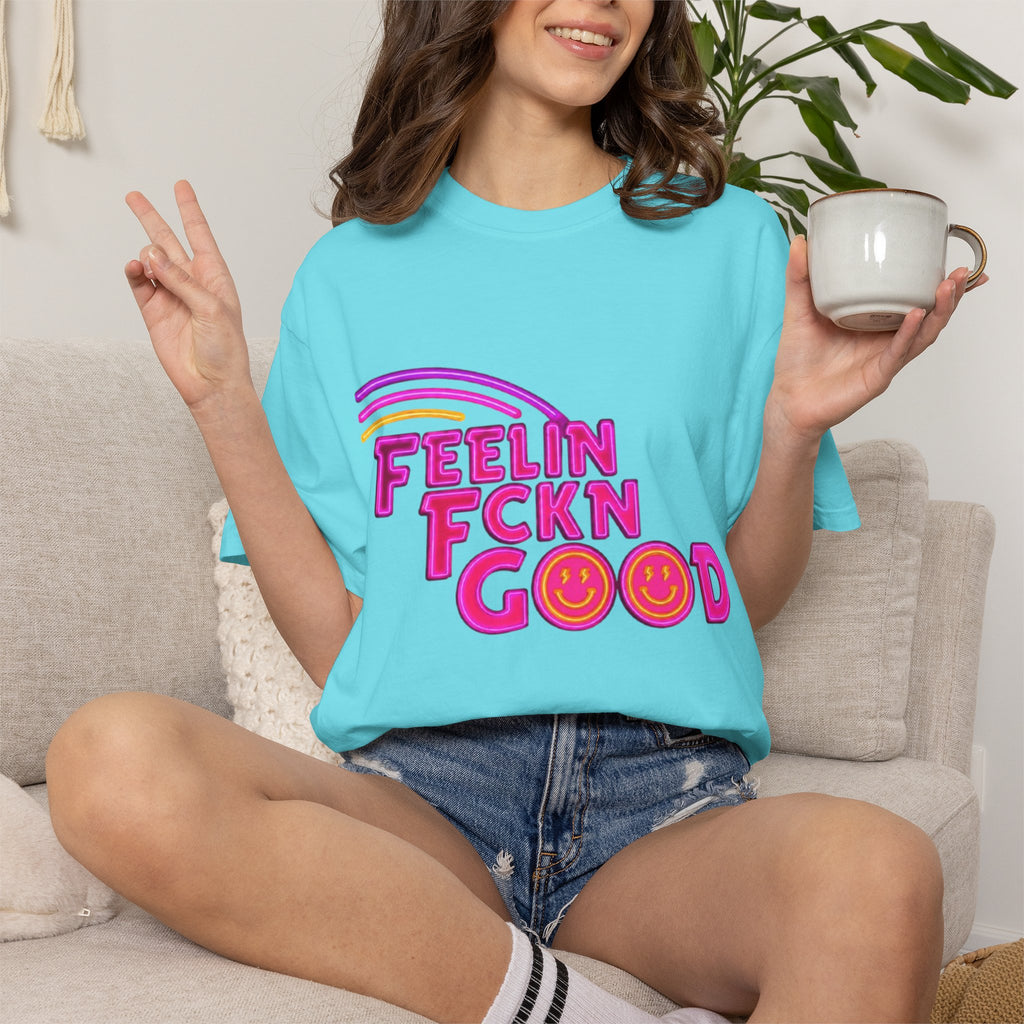 Feelin' Fckn Good T-Shirt – Retro Rainbow Smiley Graphic Tee