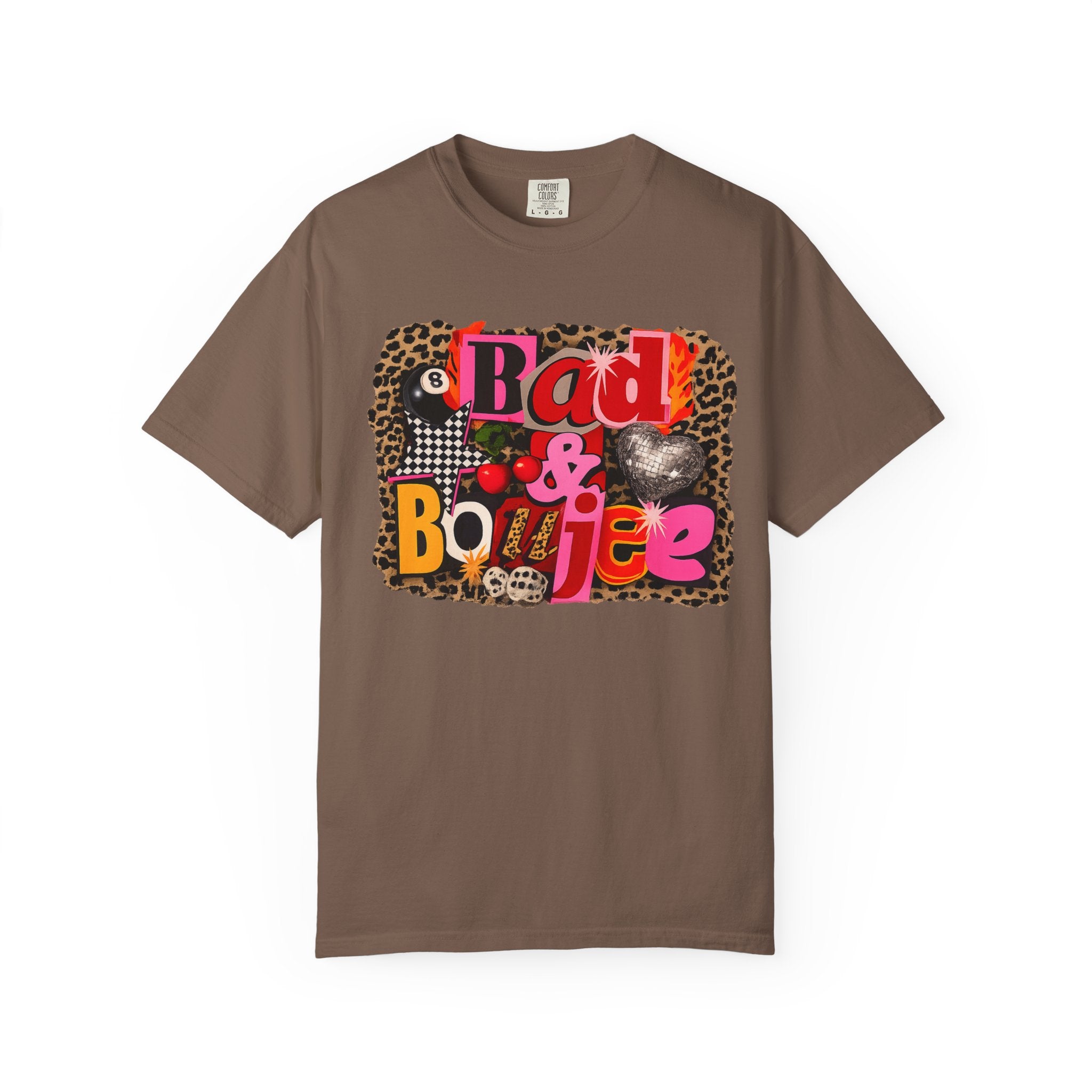 Bad & Boujee Graphic T-Shirt — Retro Leopard Patchwork Streetwear