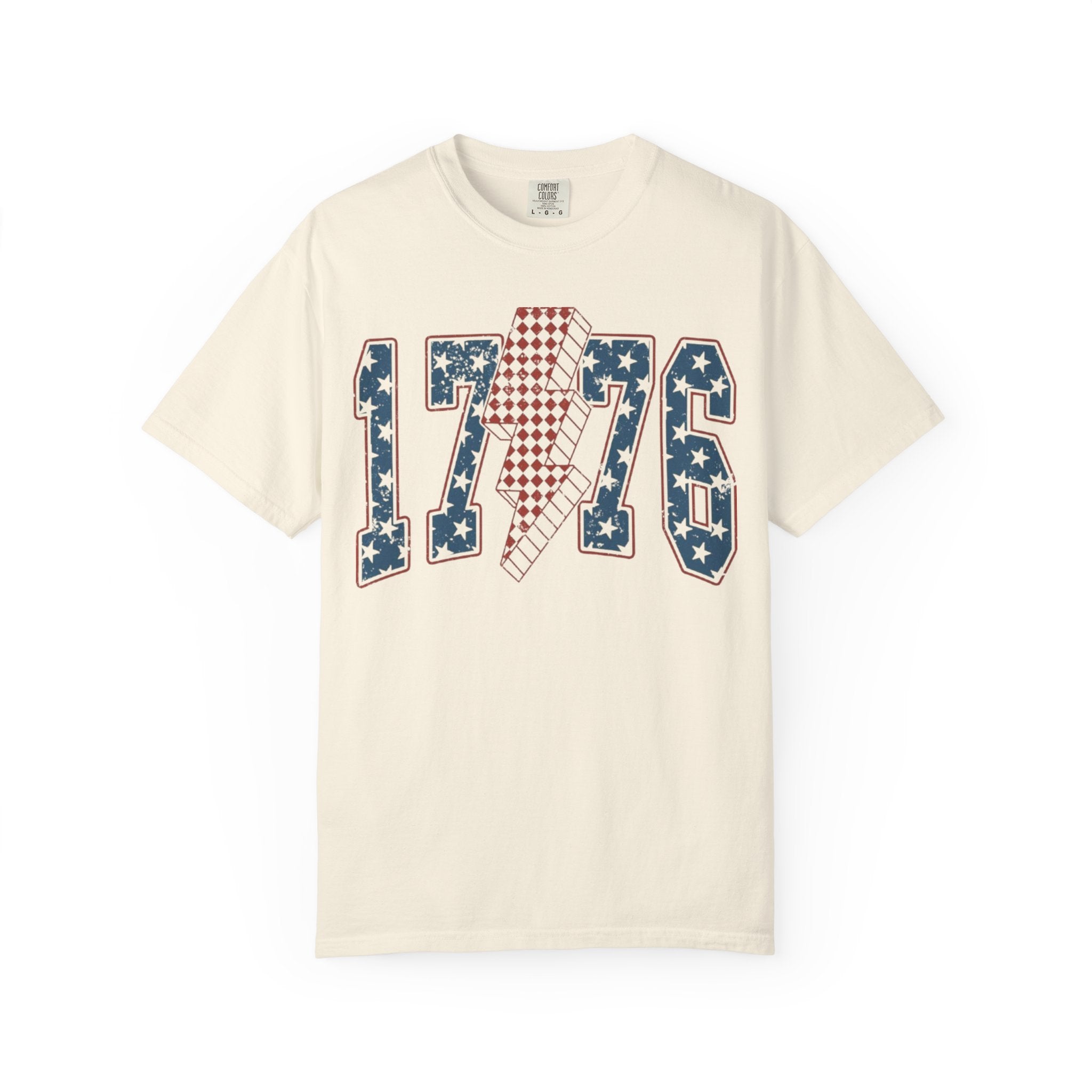 1776 Patriotic T-Shirt — Stars & Stripes Lightning Bolt Graphic