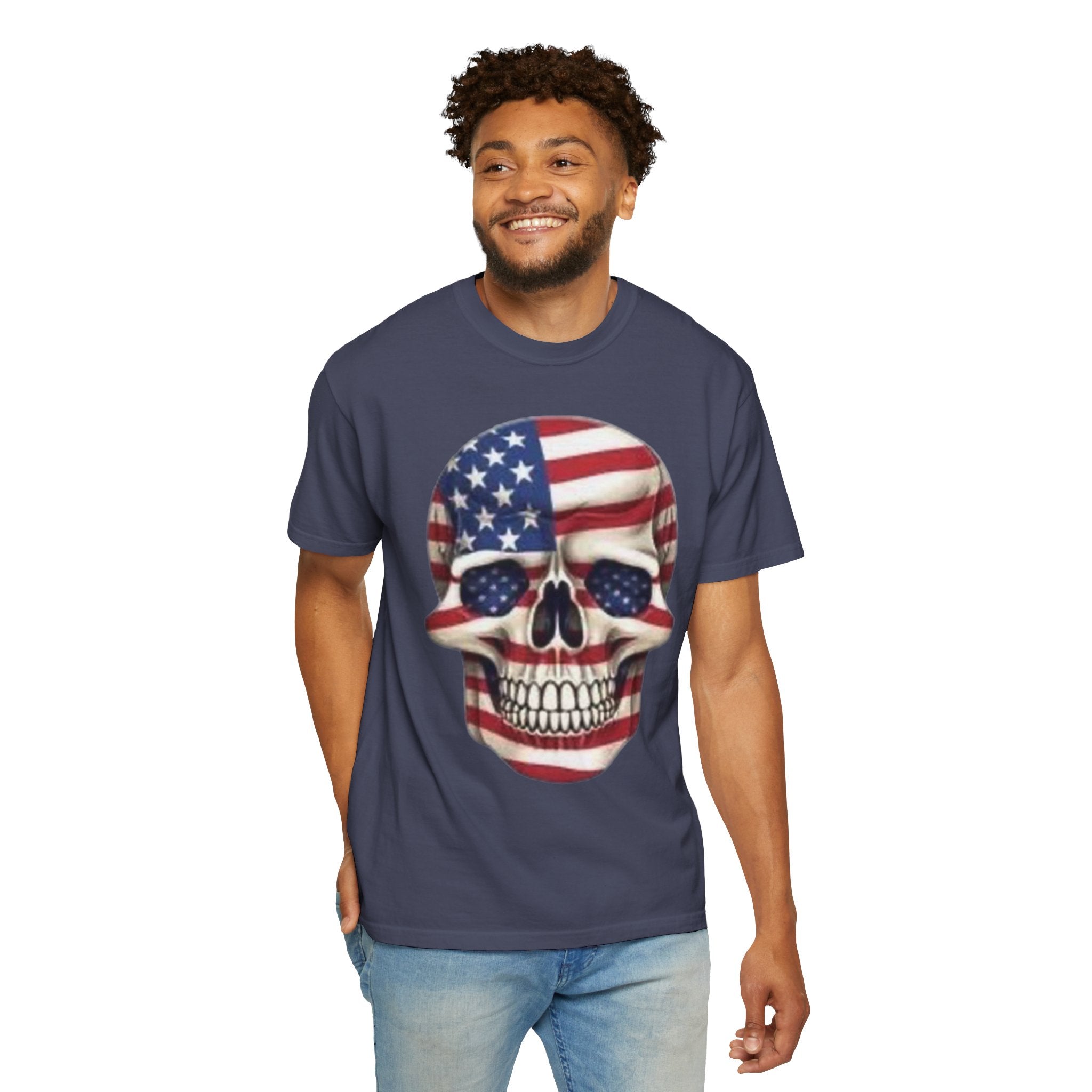 American Flag Skull T-Shirt — Patriotic Skull Graphic Tee