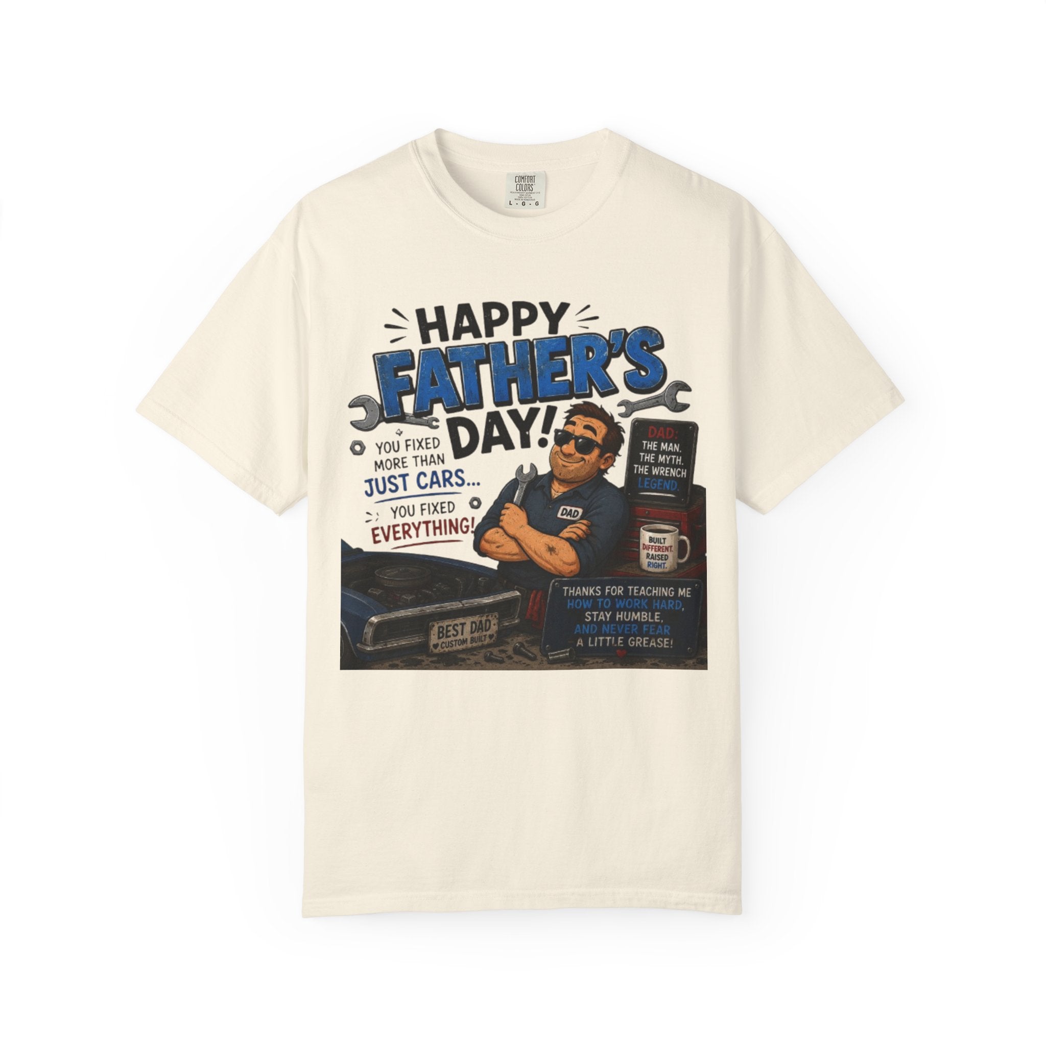 Father's Day Mechanic T-Shirt — "Happy Father's Day! You Fixed More Than Cars" Gift Tee