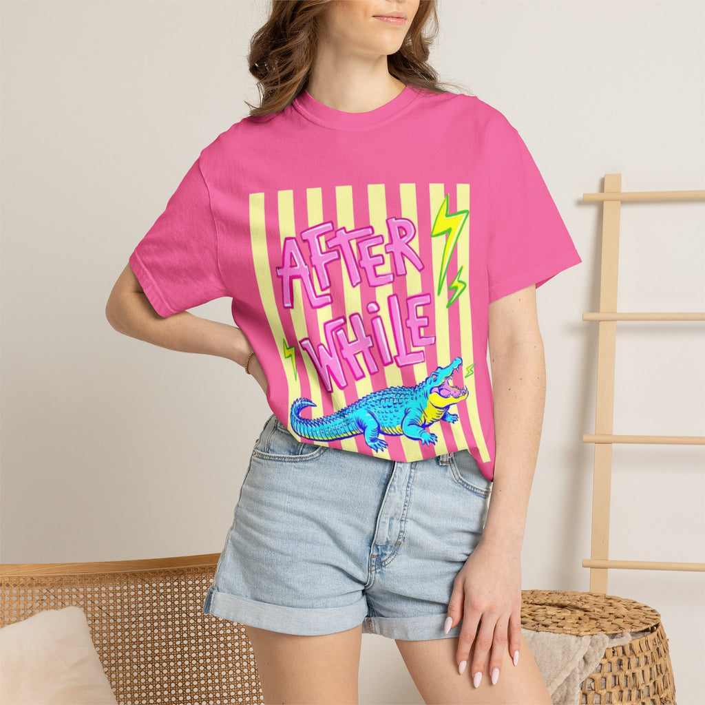 After While Crocodile Graphic T-Shirt — Retro Neon Alligator Tee