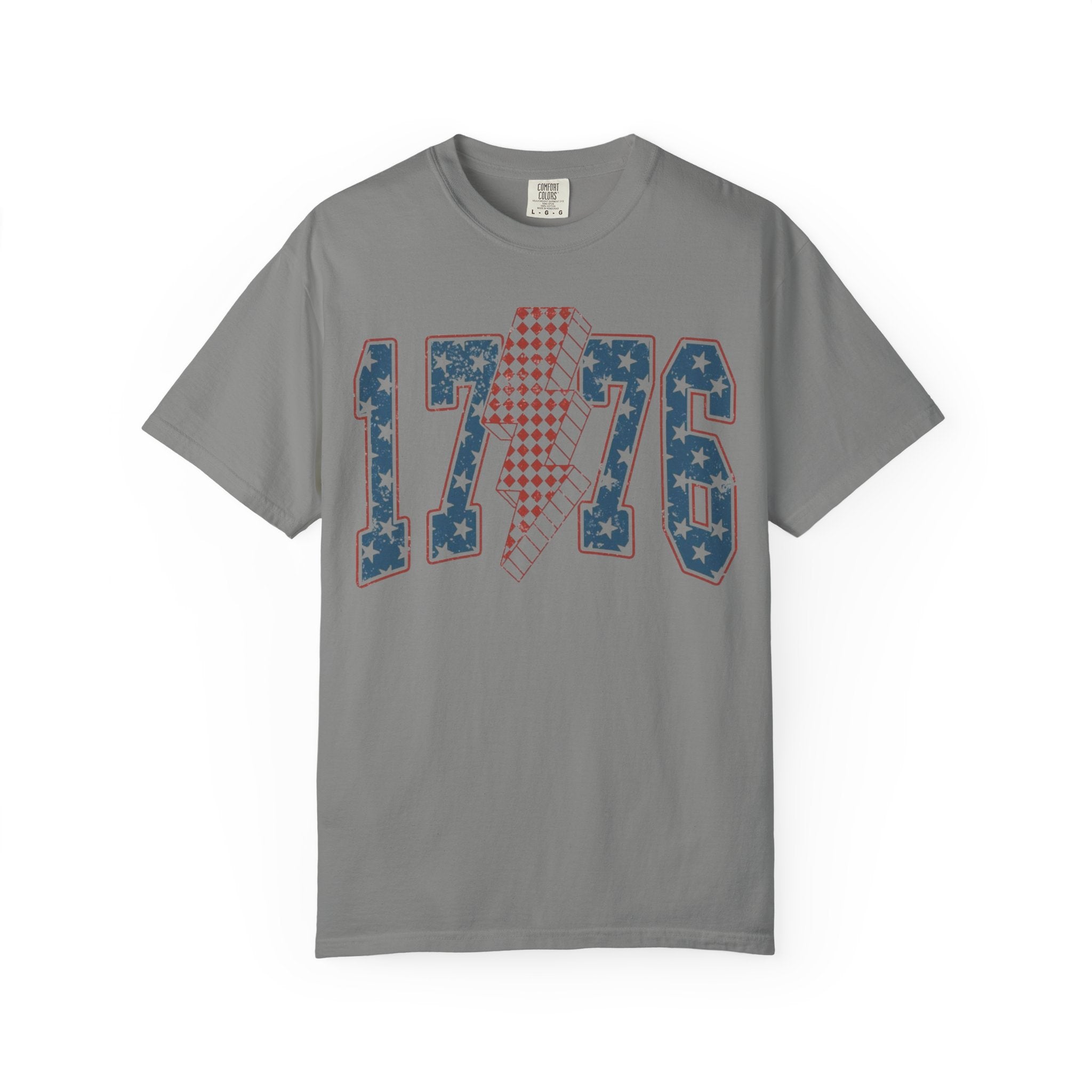 1776 Patriotic T-Shirt — Stars & Stripes Lightning Bolt Graphic