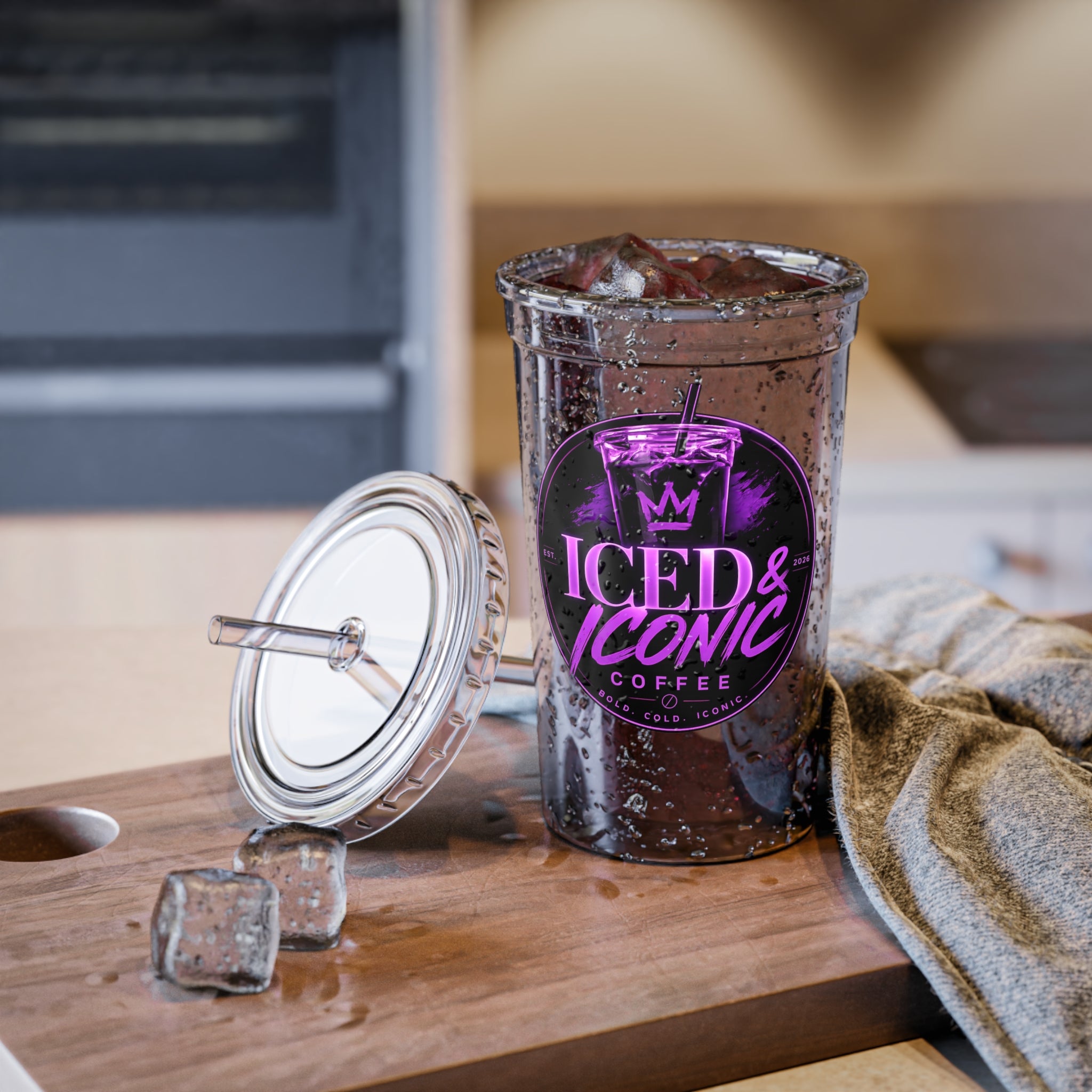 Iced & Iconic Acrylic Tumbler – Reusable Cold Cup with Straw