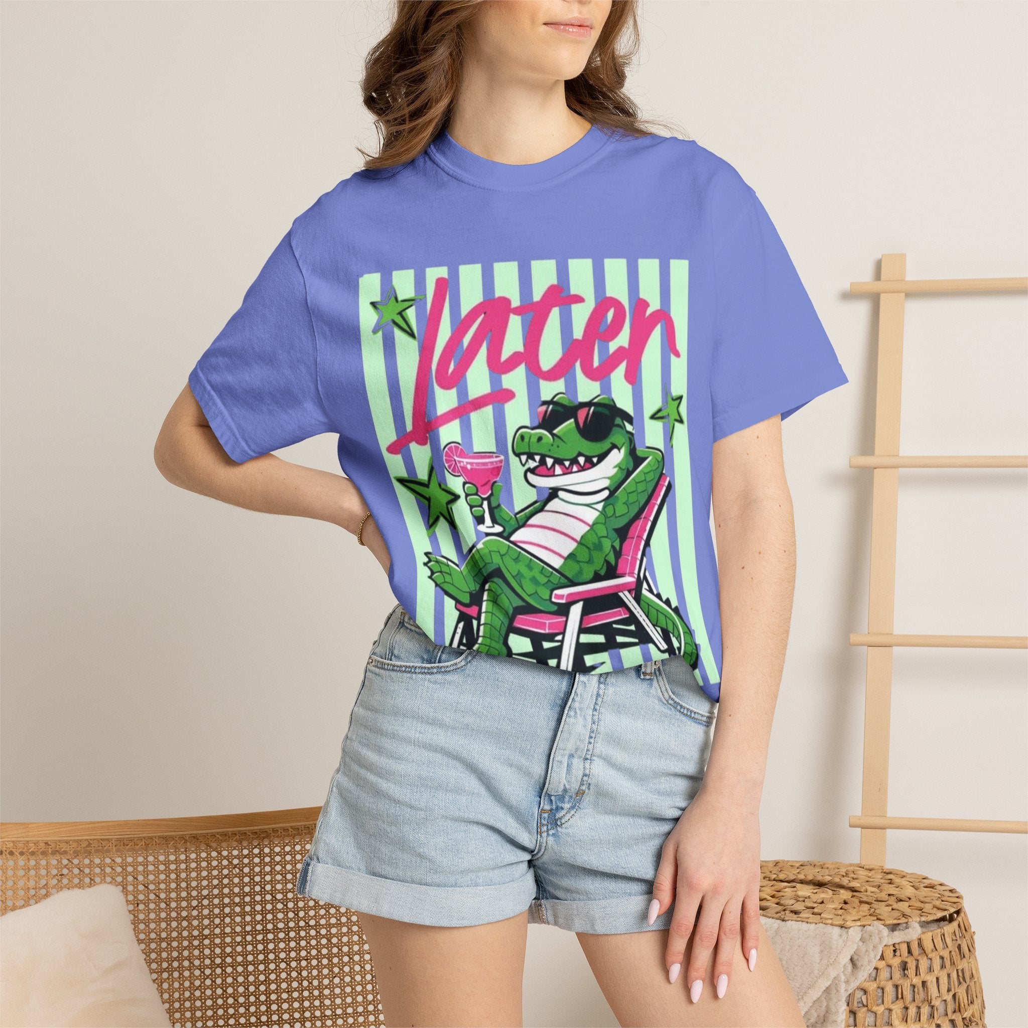 Later Lounge Alligator T-Shirt — Relaxed Croc Graphic Tee