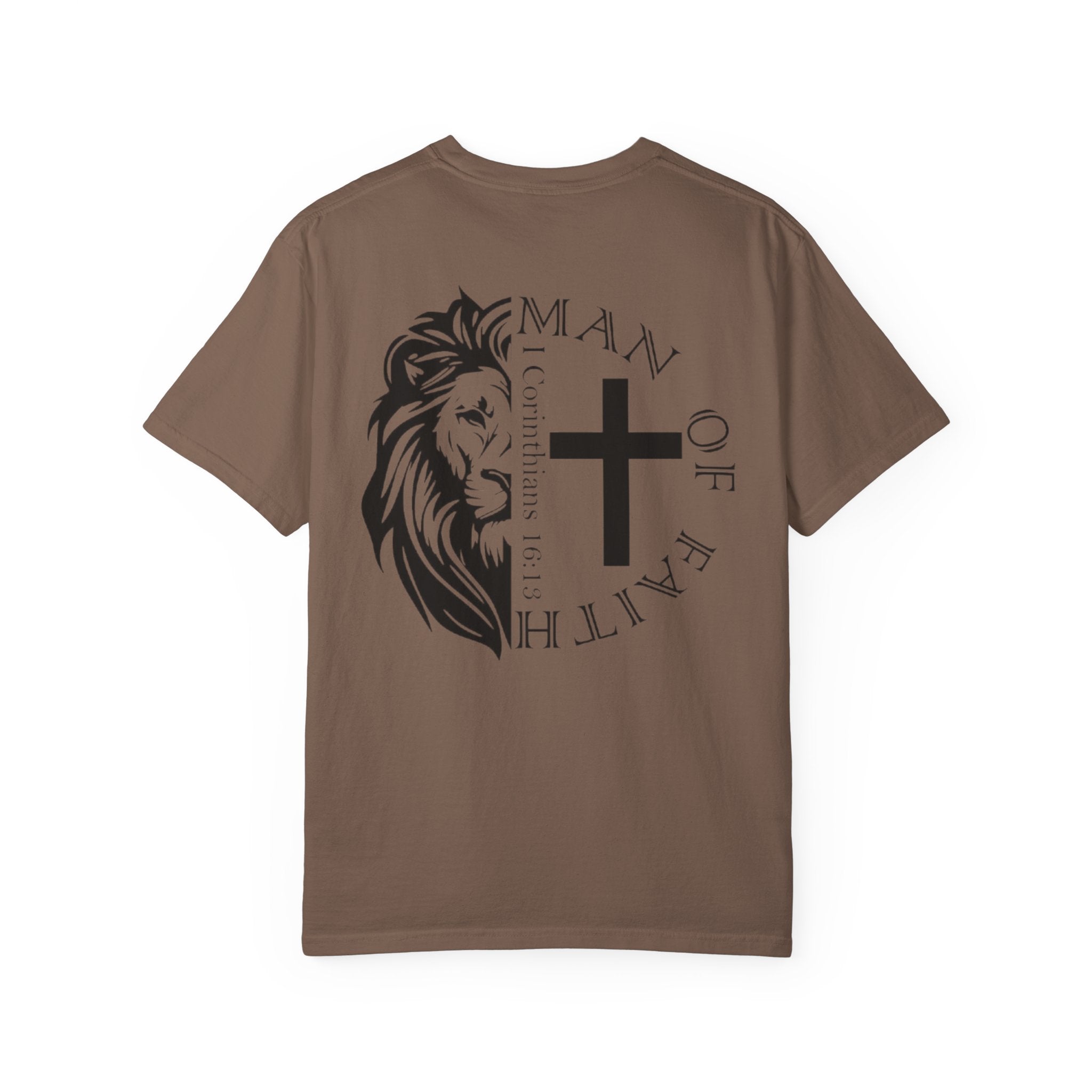 T-Shirt — "Man of Faith" Lion & Cross Christian Graphic Tee