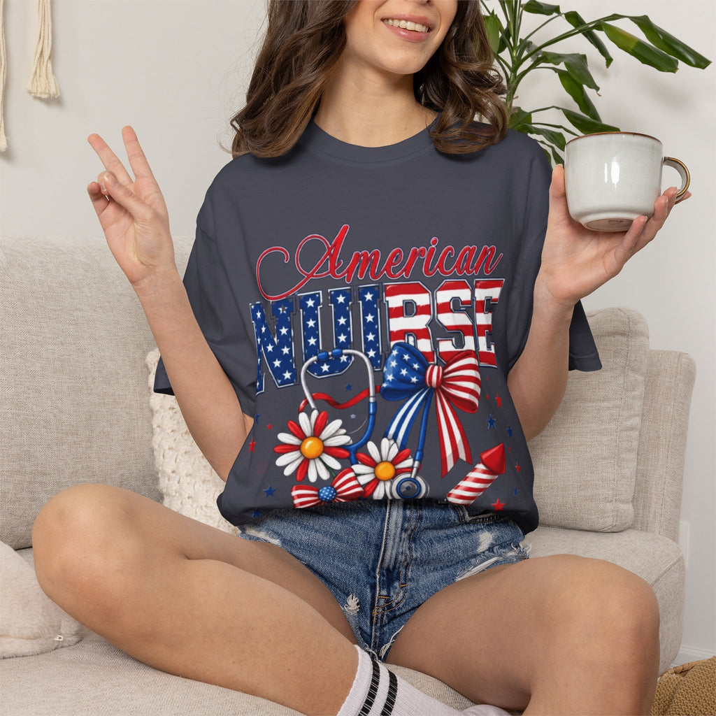 American Nurse Patriotic T-Shirt — 4th of July Stars & Stripes Nursing Tee
