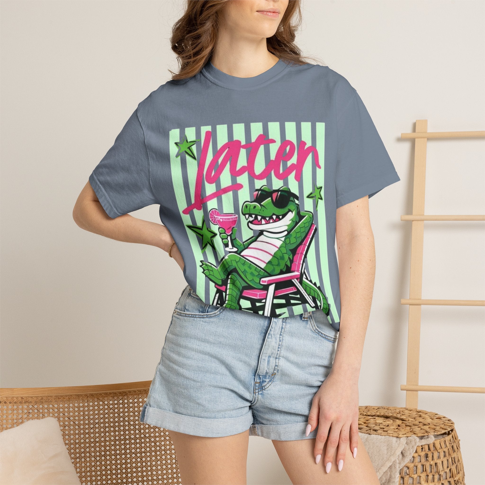 Later Lounge Alligator T-Shirt — Relaxed Croc Graphic Tee